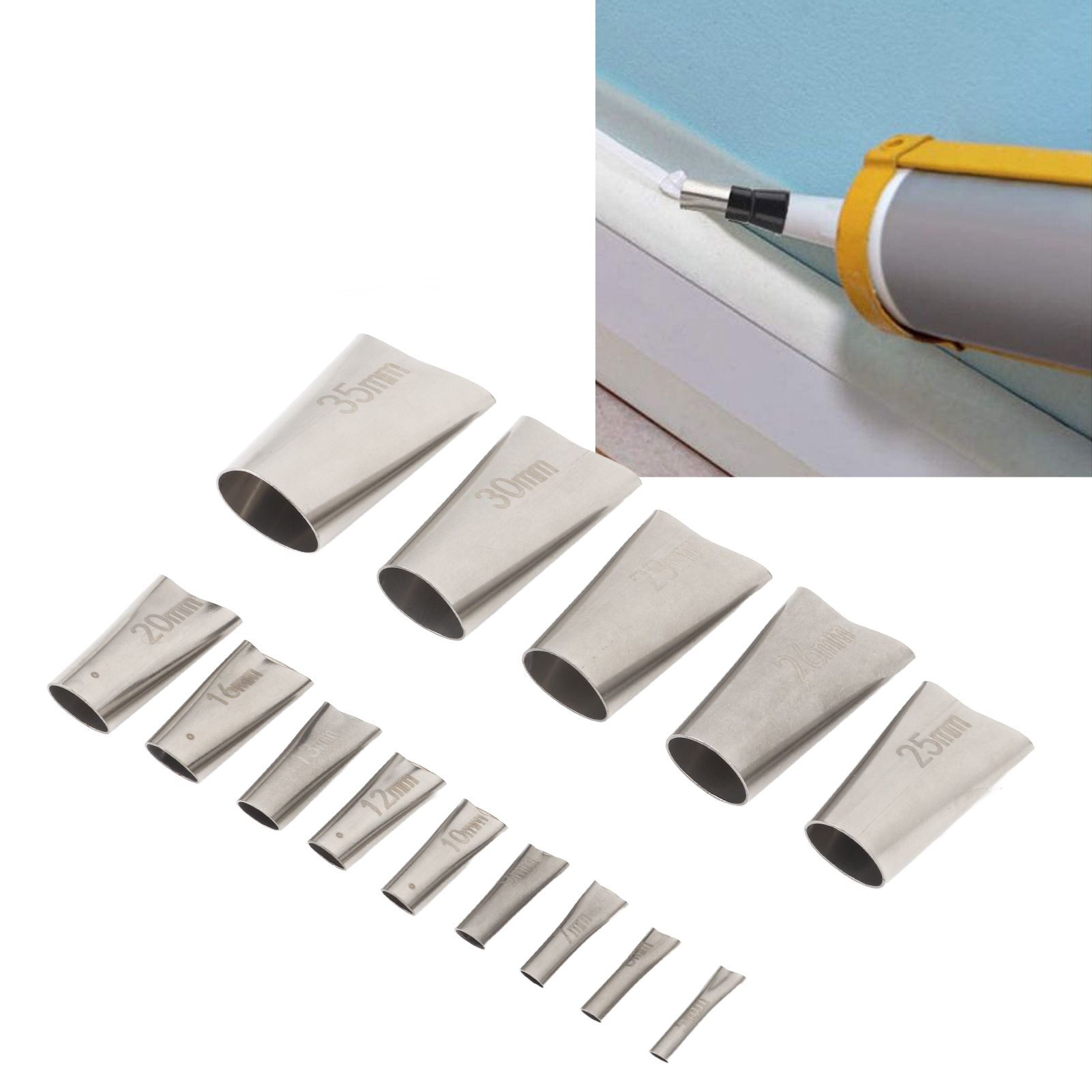 14pcs Caulking Nozzle Applicator 45 Degree Professional Stainless Steel view 12