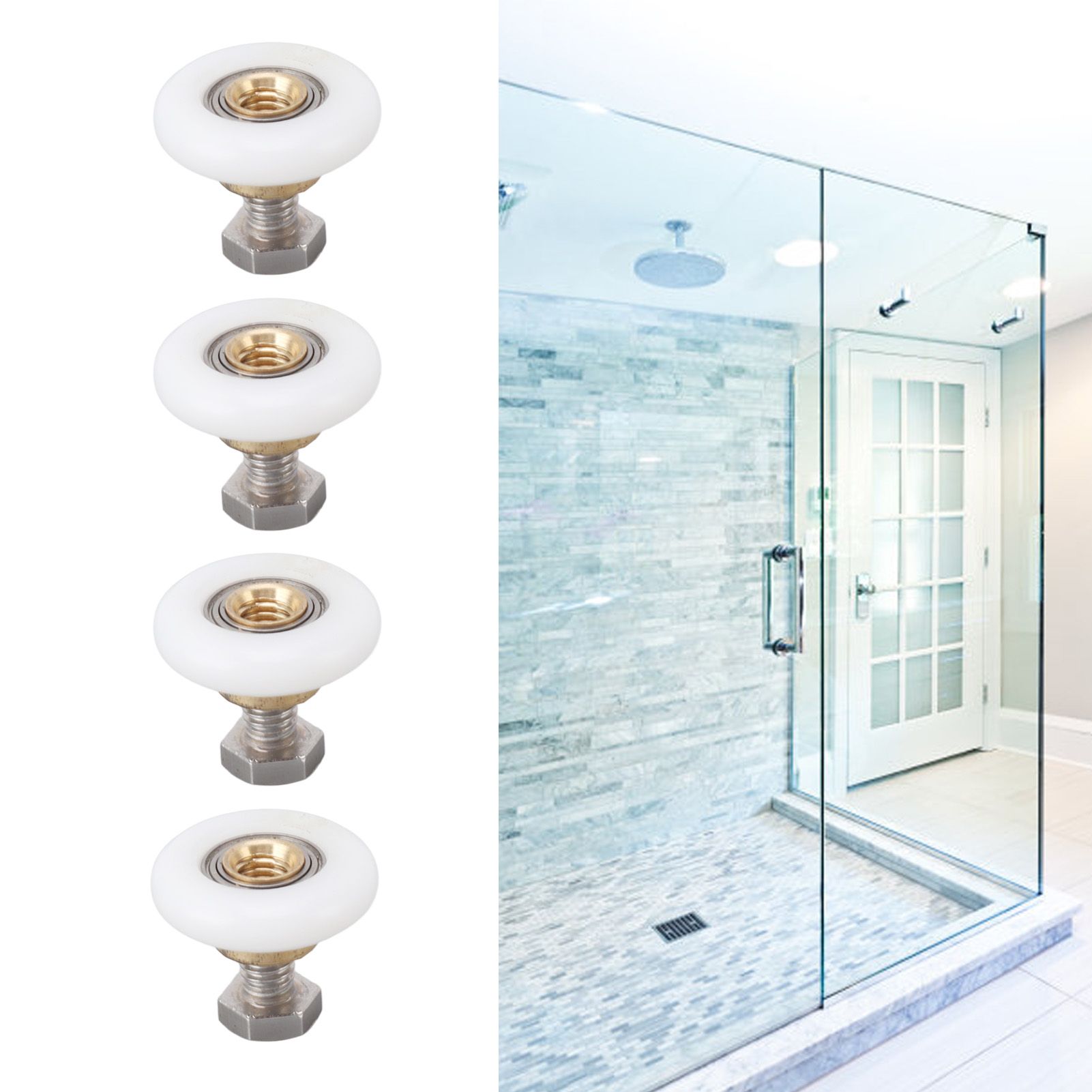 4 Set Shower Door Rollers Runners Wheels Bathroom Glass Door Rollers Runners view 12