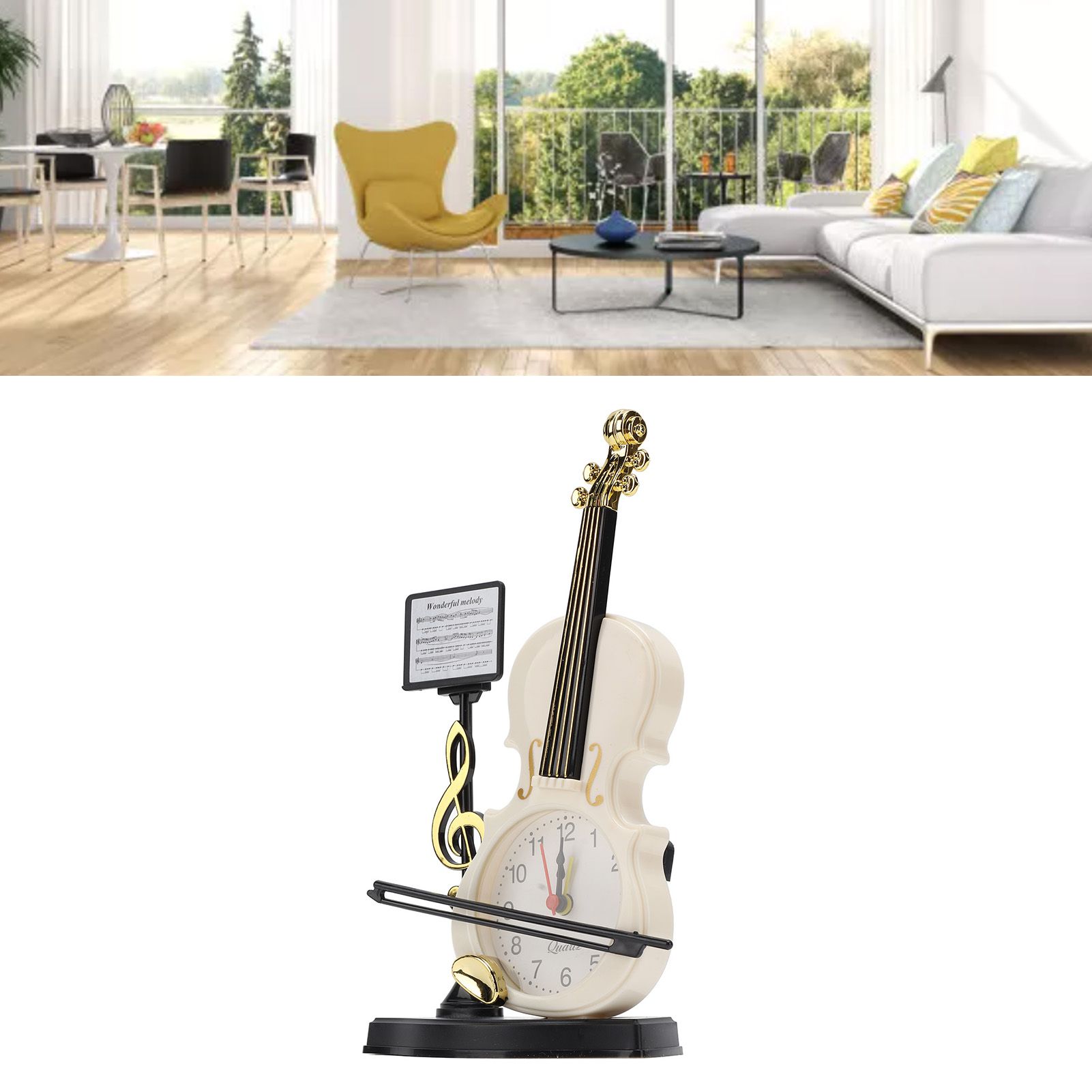 Violin Alarm Clock Unique Appearance Innovative Alarm Clock for Home Living view 12
