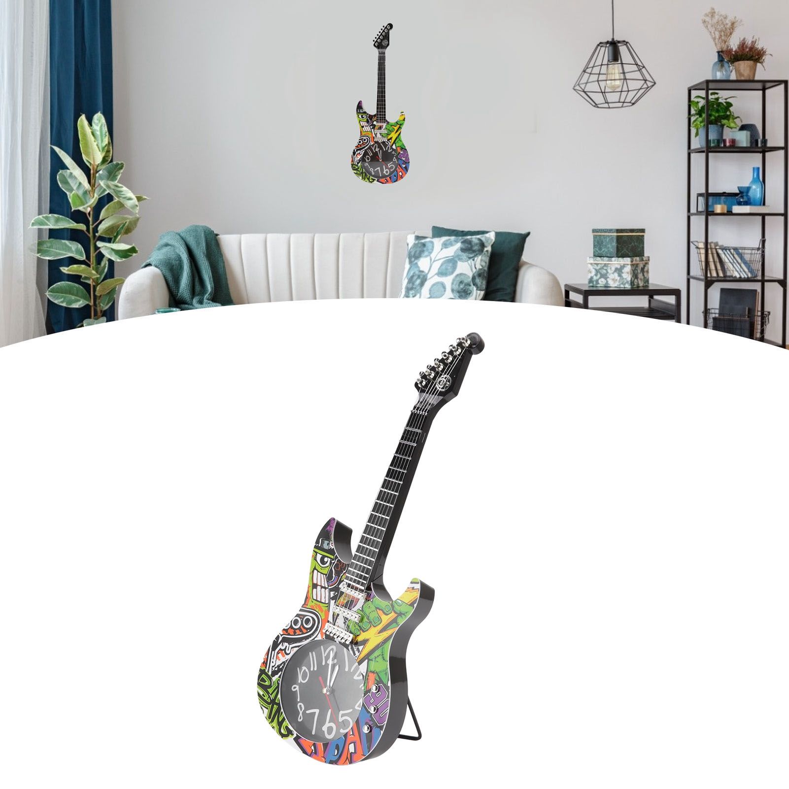 Guitar Wall Clock Simulation Time Accurate Guitar Clock Wall Decor for Home view 11
