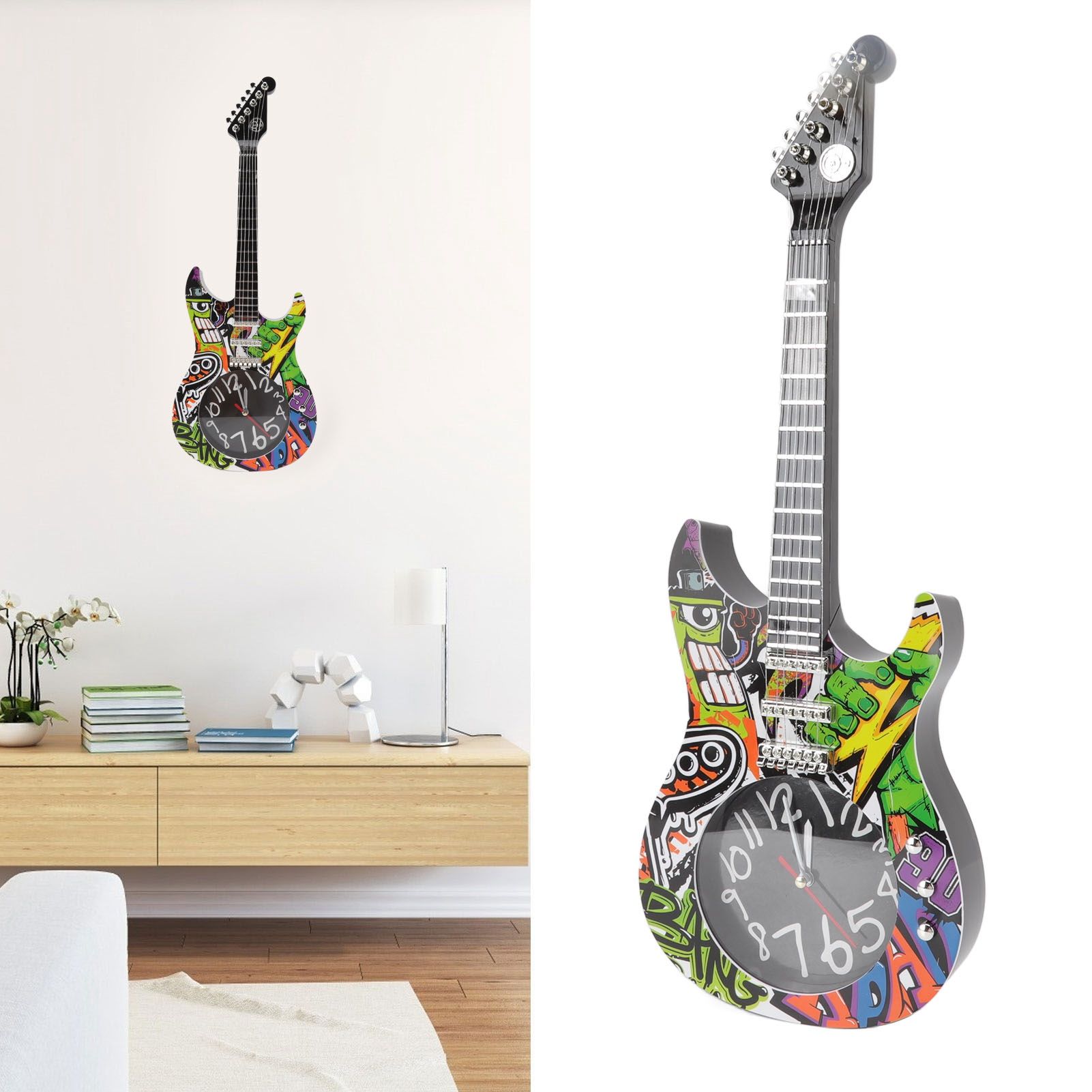 Guitar Wall Clock Simulation Time Accurate Guitar Clock Wall Decor for Home view 12