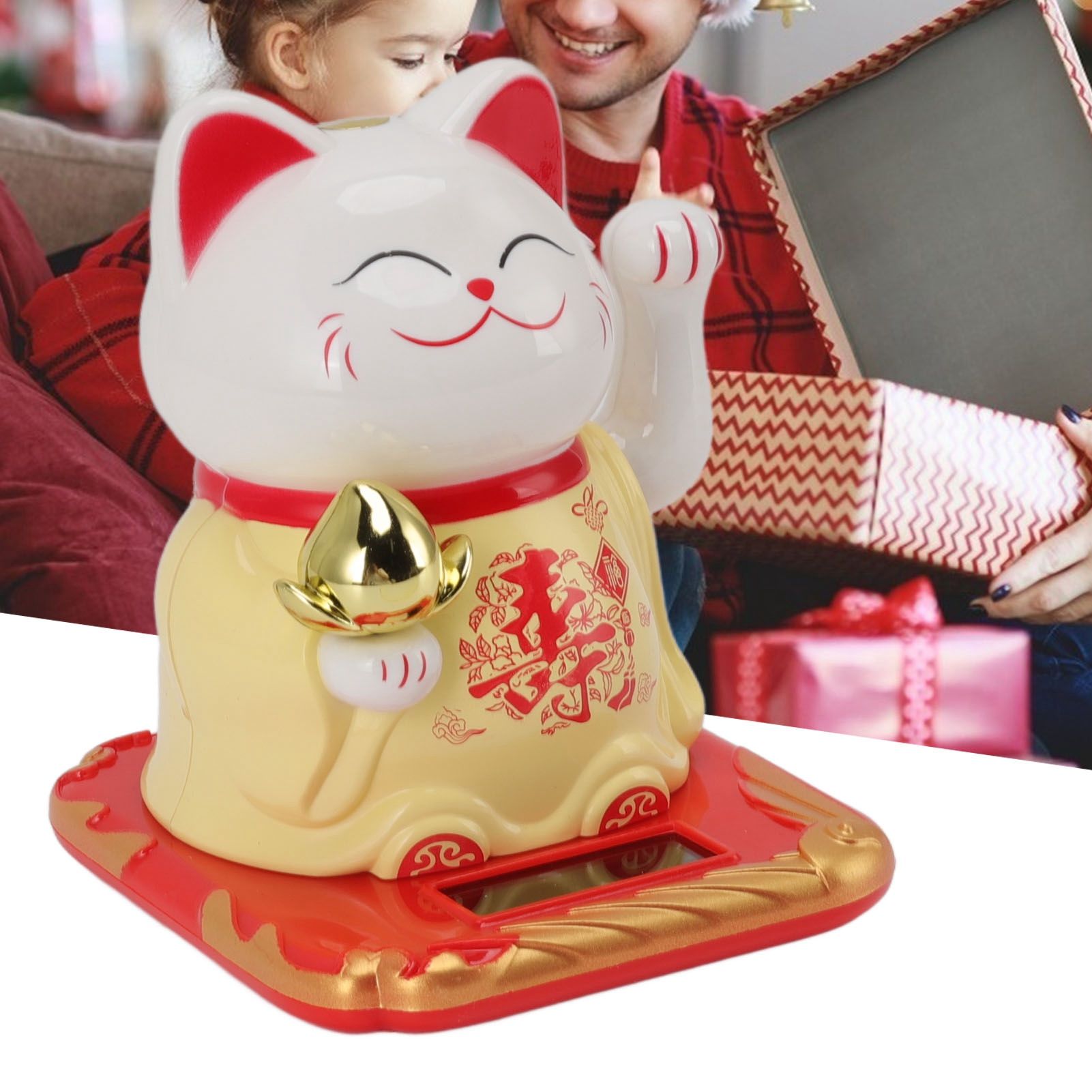 Lucky Waving Cat Light Induction Plastic Chinese Welcome Cat Ornament for Home view 11