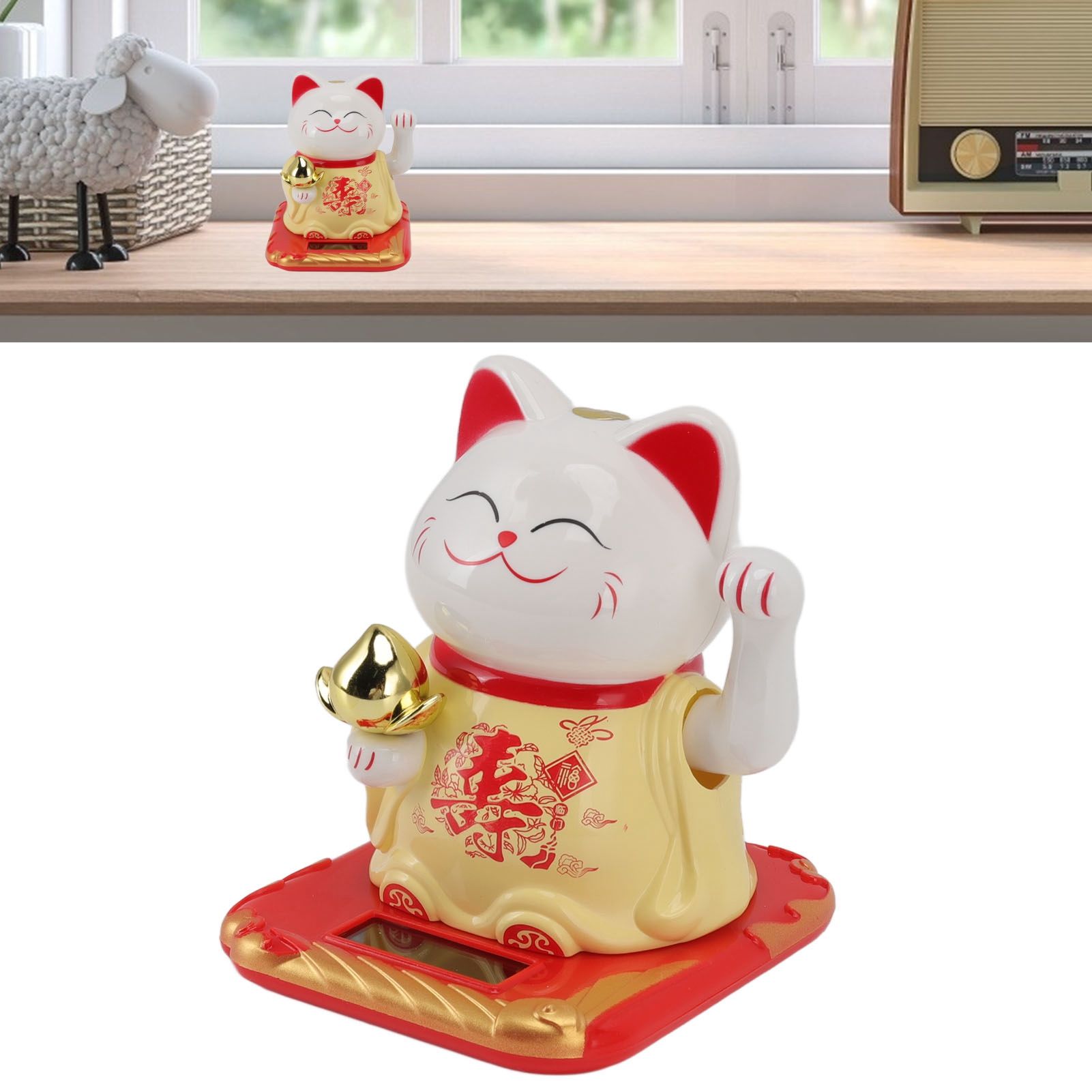 Lucky Waving Cat Light Induction Plastic Chinese Welcome Cat Ornament for Home view 12