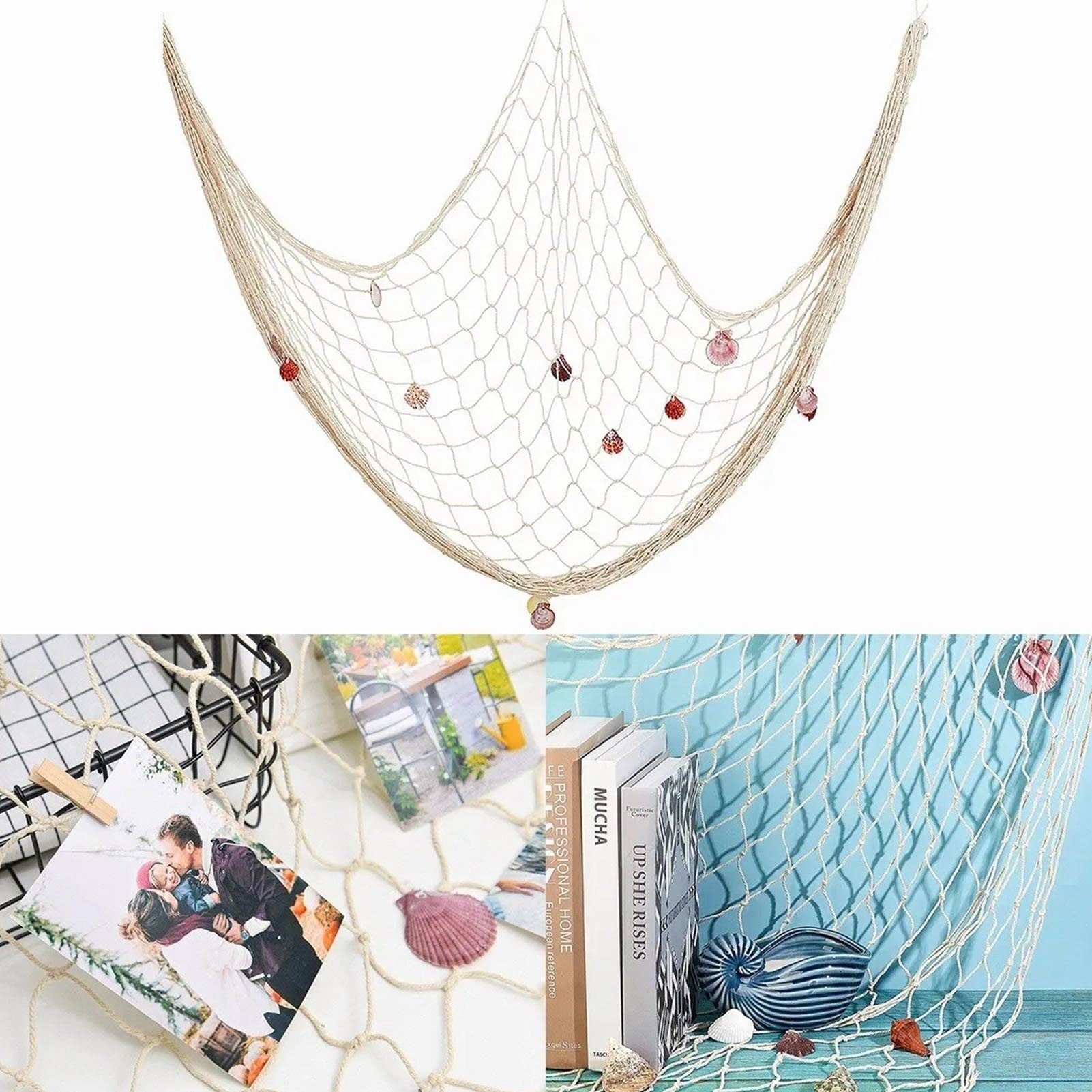 Nautical Decorative Fishing Net Cotton Hand Weaving Mediterranean Style view 6