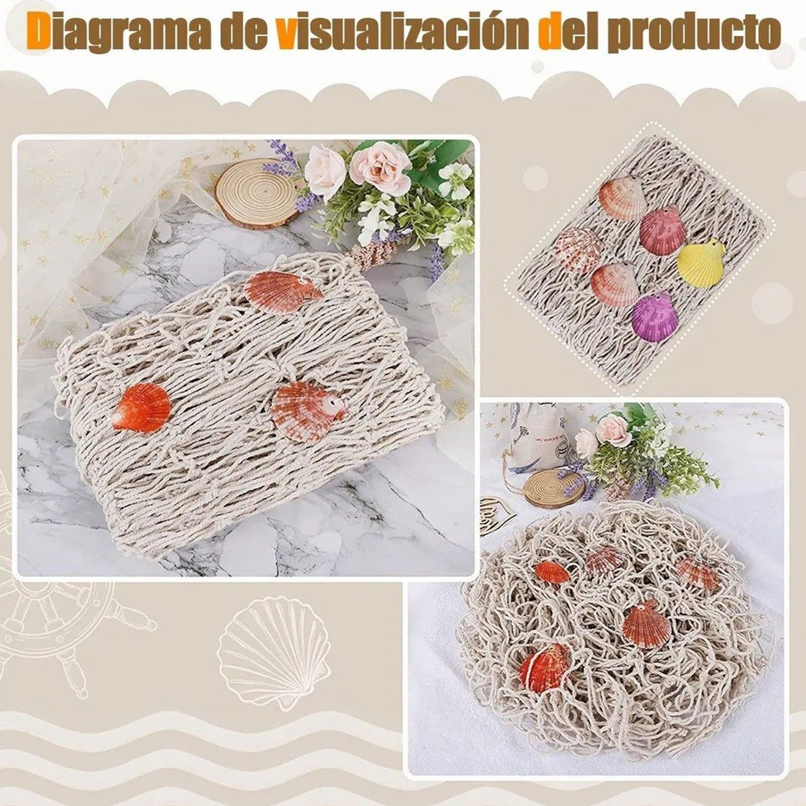 Nautical Decorative Fishing Net Cotton Hand Weaving Mediterranean Style view 12