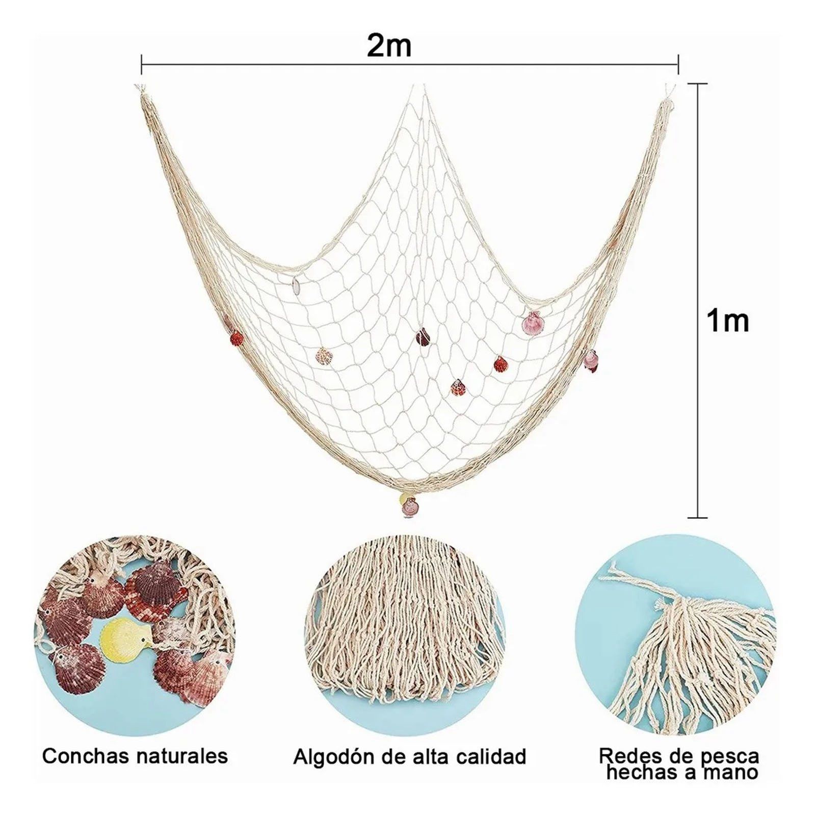 Nautical Decorative Fishing Net Cotton Hand Weaving Mediterranean Style view 13