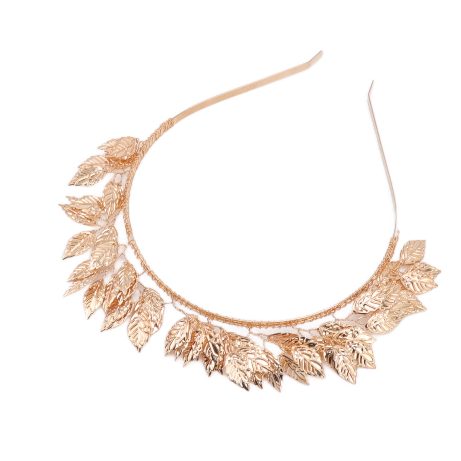 Baroque Metal Leaves Hair Hoop Hand Woven Bridal Headband Alloy Leaf Crown view 2