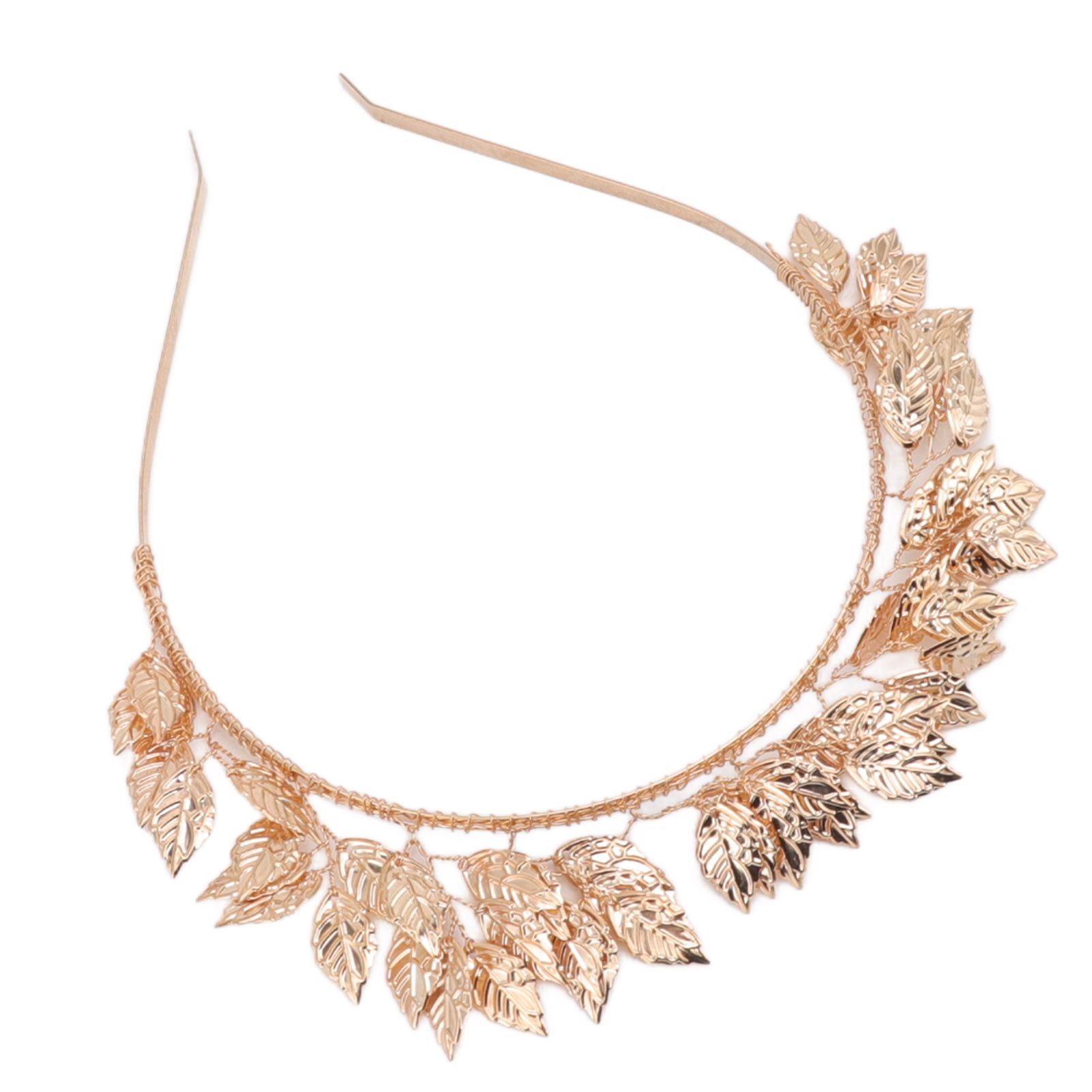 Baroque Metal Leaves Hair Hoop Hand Woven Bridal Headband Alloy Leaf Crown view 3
