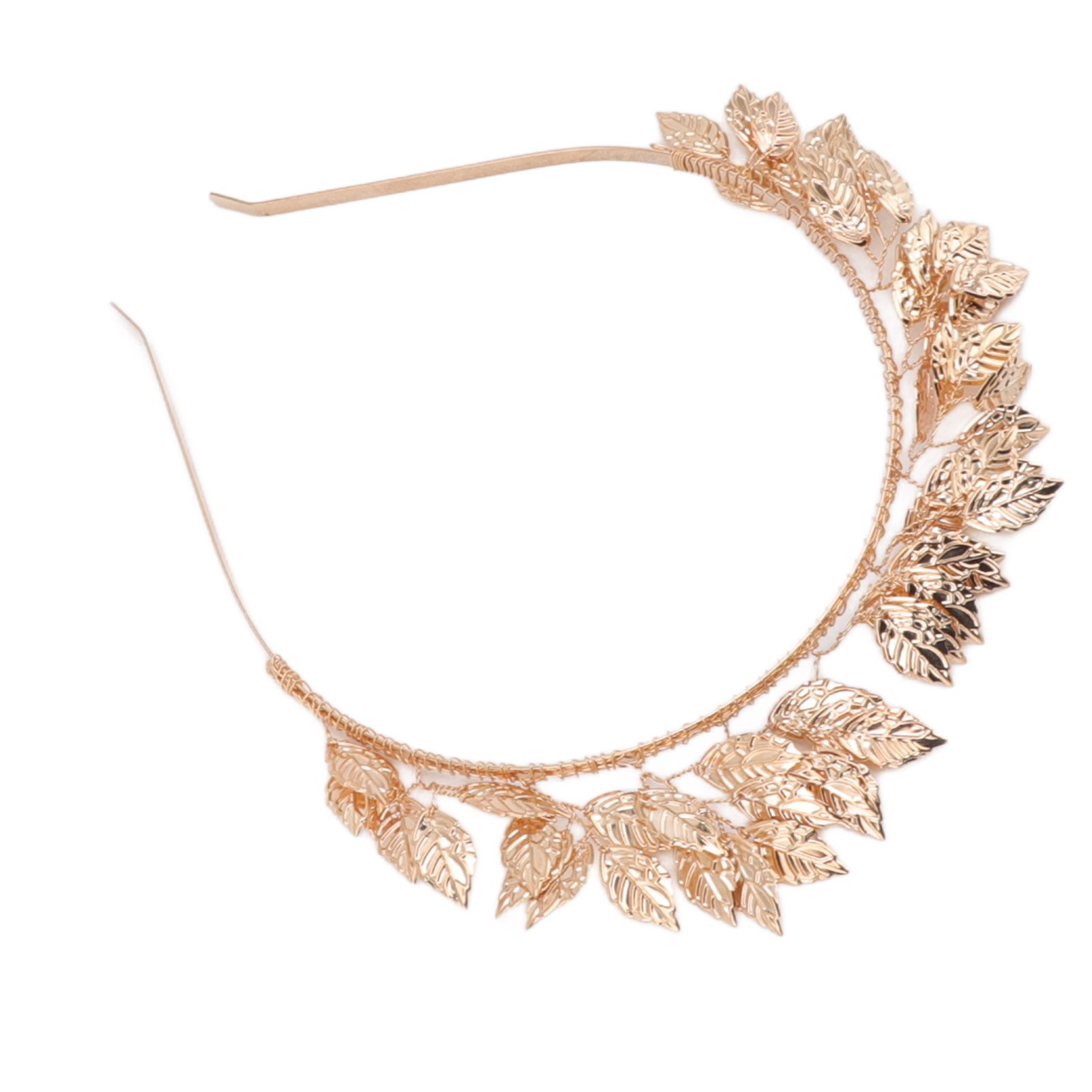 Baroque Metal Leaves Hair Hoop Hand Woven Bridal Headband Alloy Leaf Crown view 4