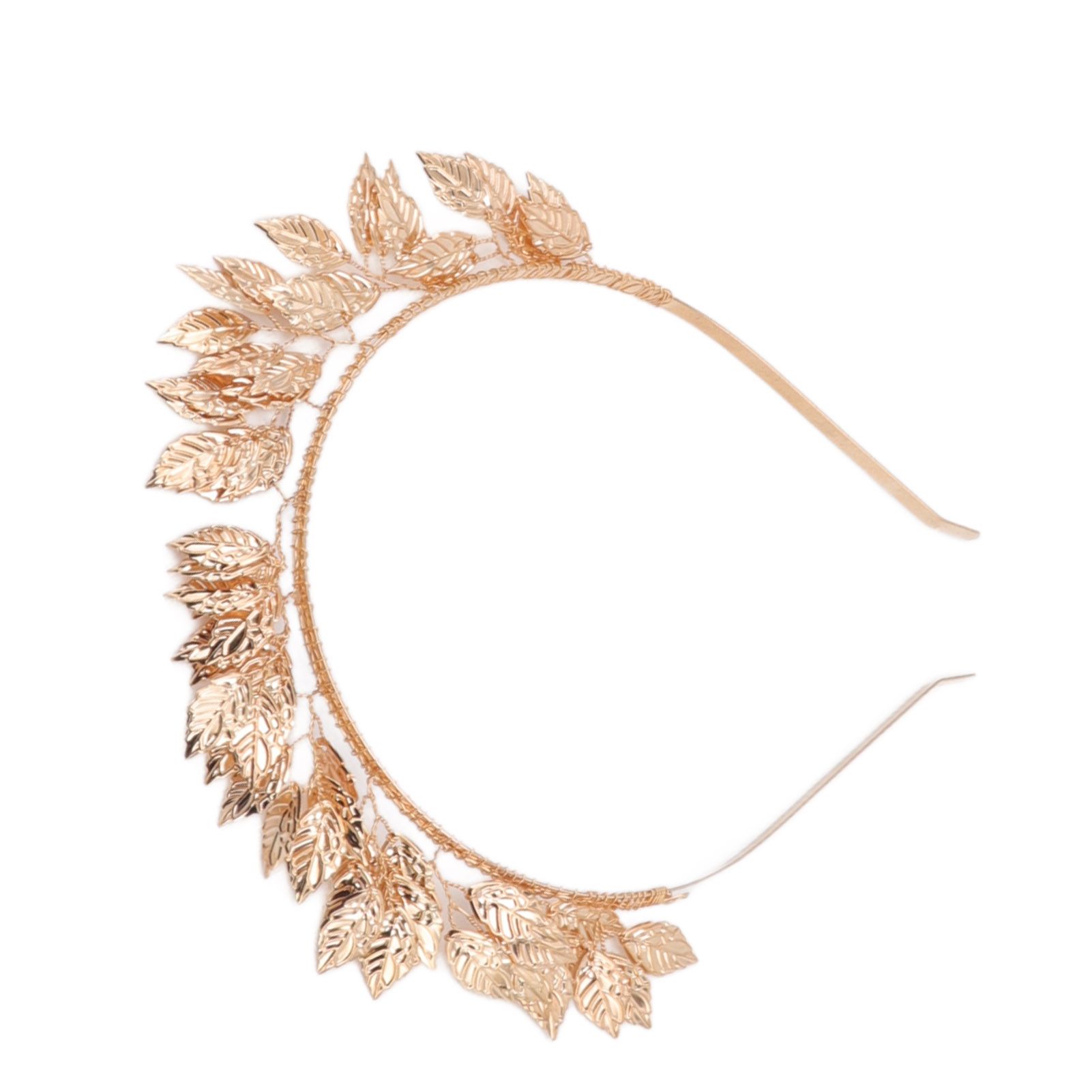 Baroque Metal Leaves Hair Hoop Hand Woven Bridal Headband Alloy Leaf Crown view 5