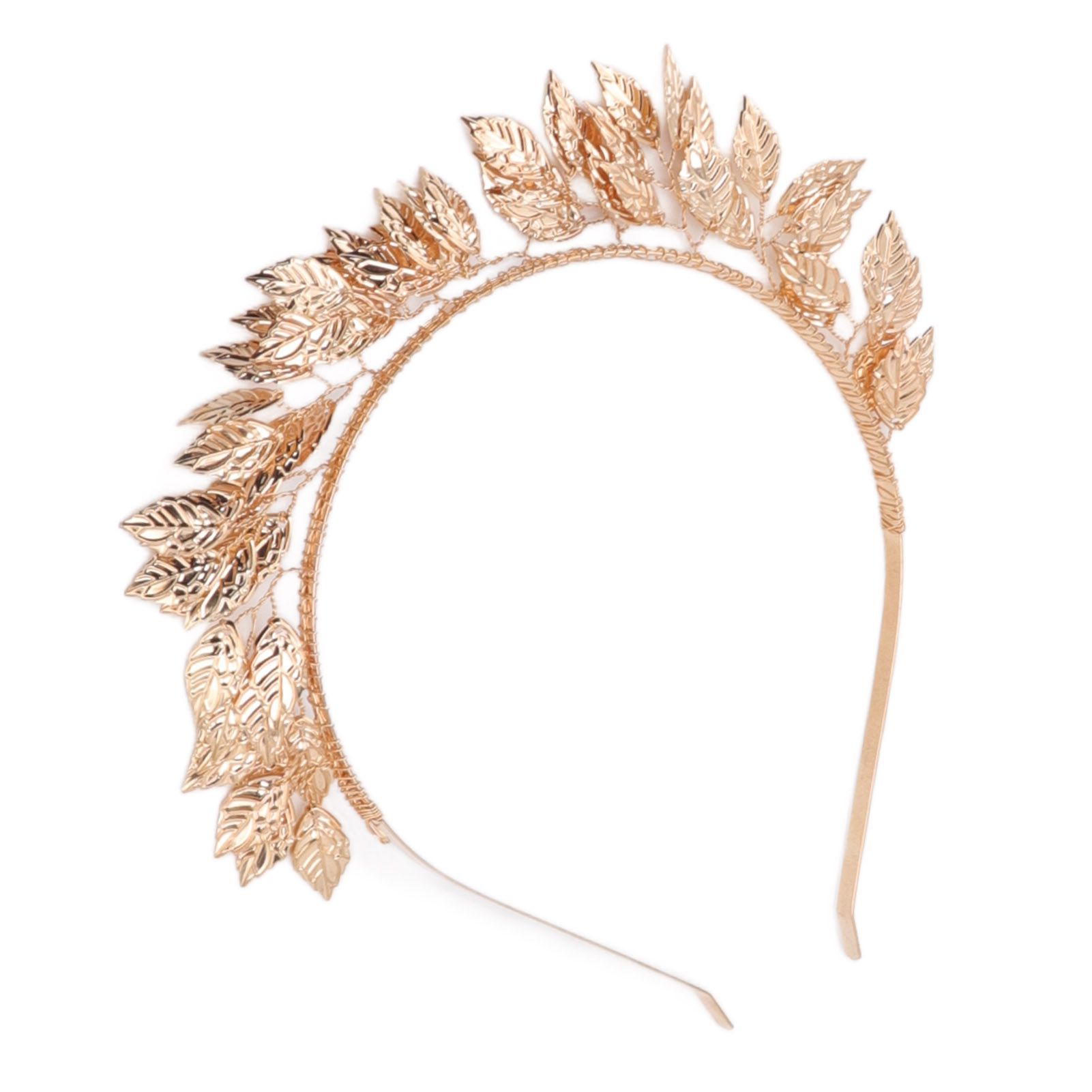 Baroque Metal Leaves Hair Hoop Hand Woven Bridal Headband Alloy Leaf Crown view 6