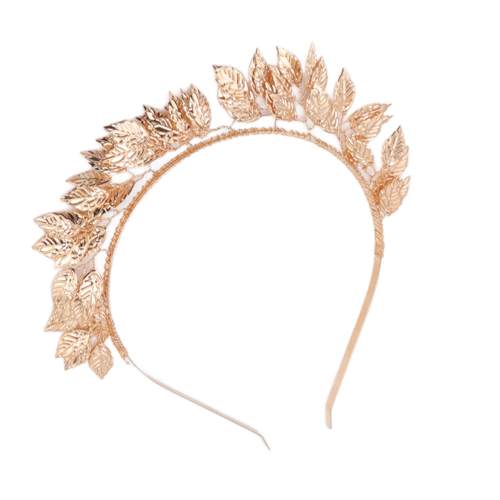 Baroque Metal Leaves Hair Hoop Hand Woven Bridal Headband Alloy Leaf Crown view 7