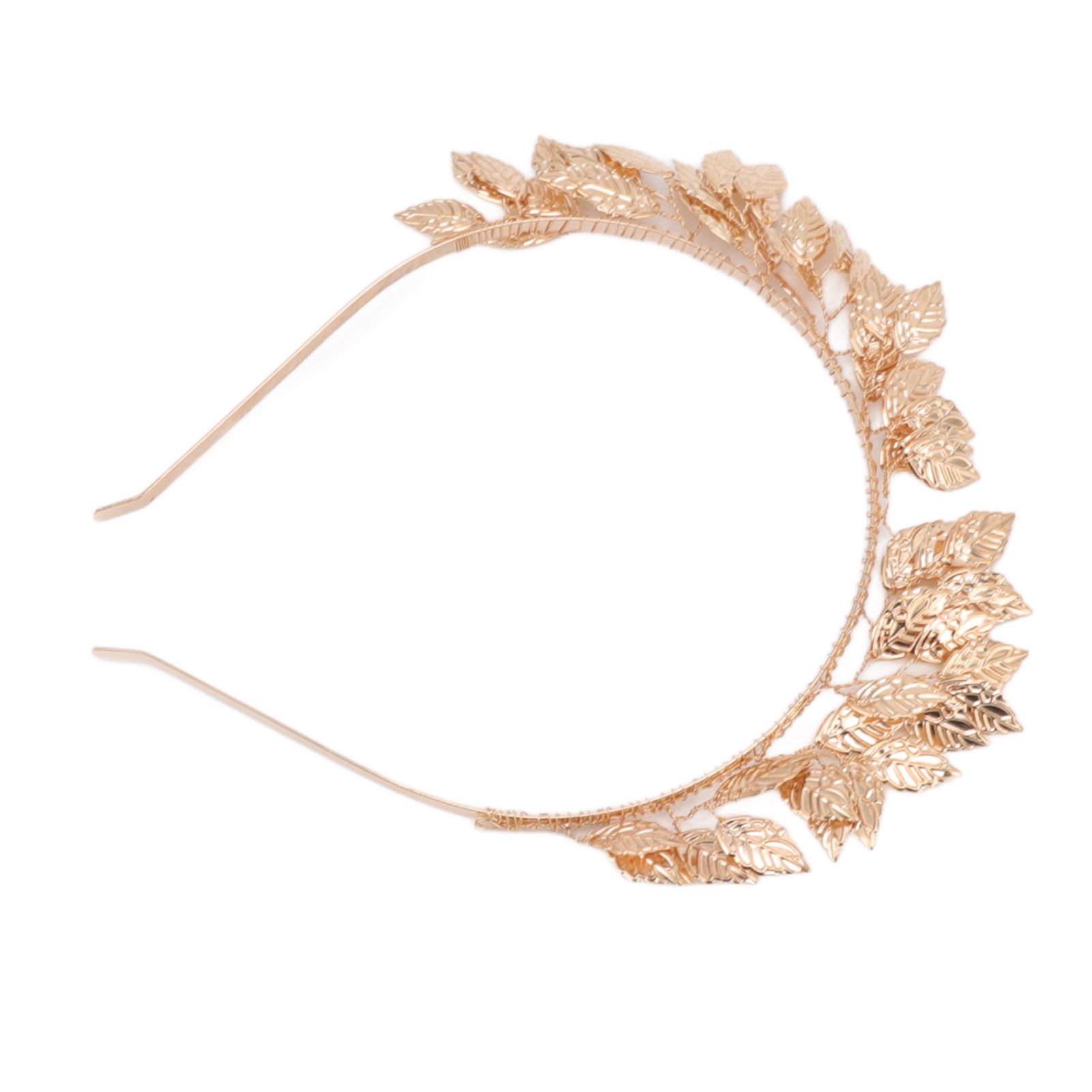 Baroque Metal Leaves Hair Hoop Hand Woven Bridal Headband Alloy Leaf Crown view 8