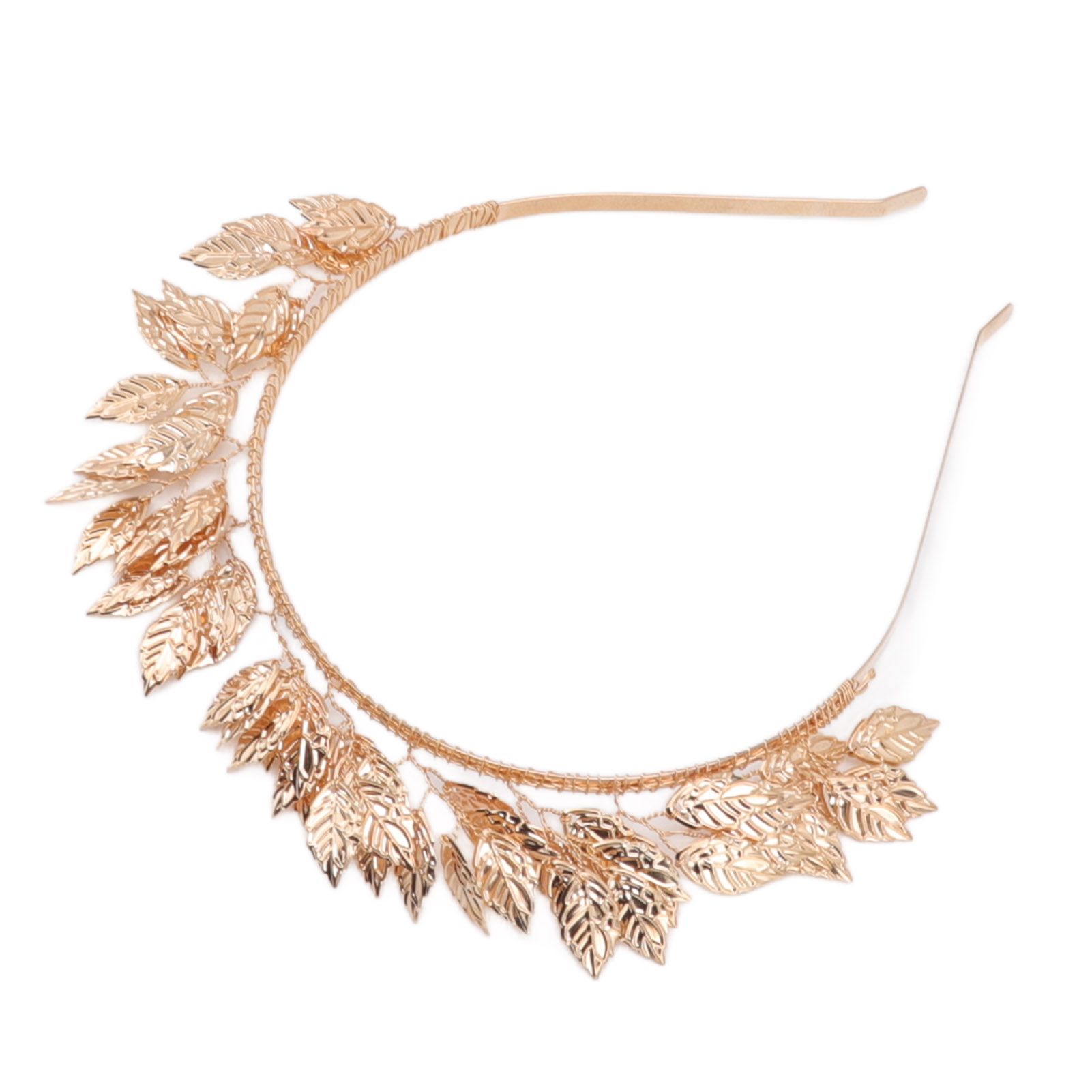 Baroque Metal Leaves Hair Hoop Hand Woven Bridal Headband Alloy Leaf Crown view 9