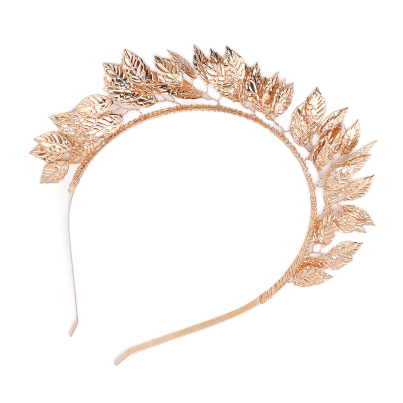 Baroque Metal Leaves Hair Hoop Hand Woven Bridal Headband Alloy Leaf Crown view 10