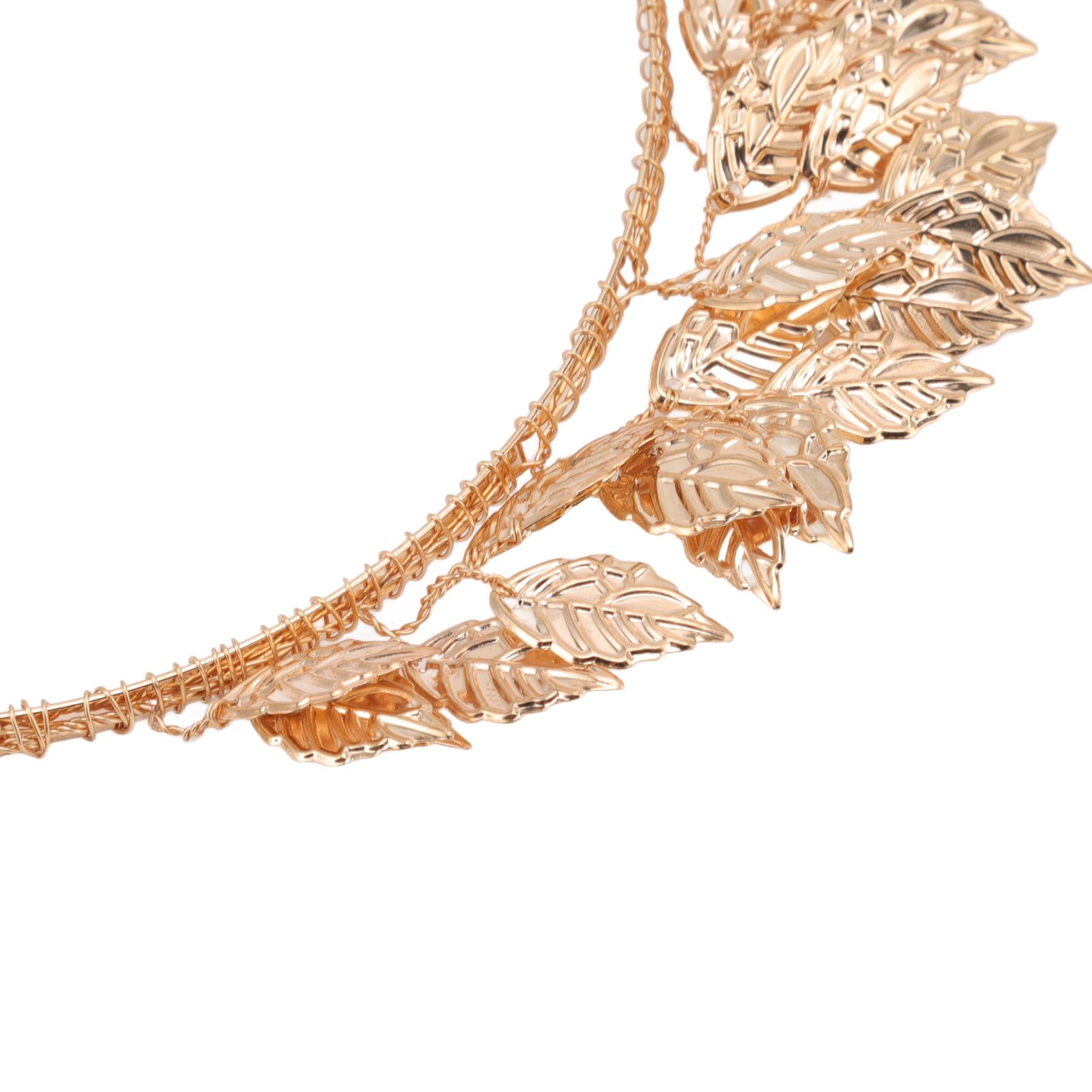 Baroque Metal Leaves Hair Hoop Hand Woven Bridal Headband Alloy Leaf Crown view 14