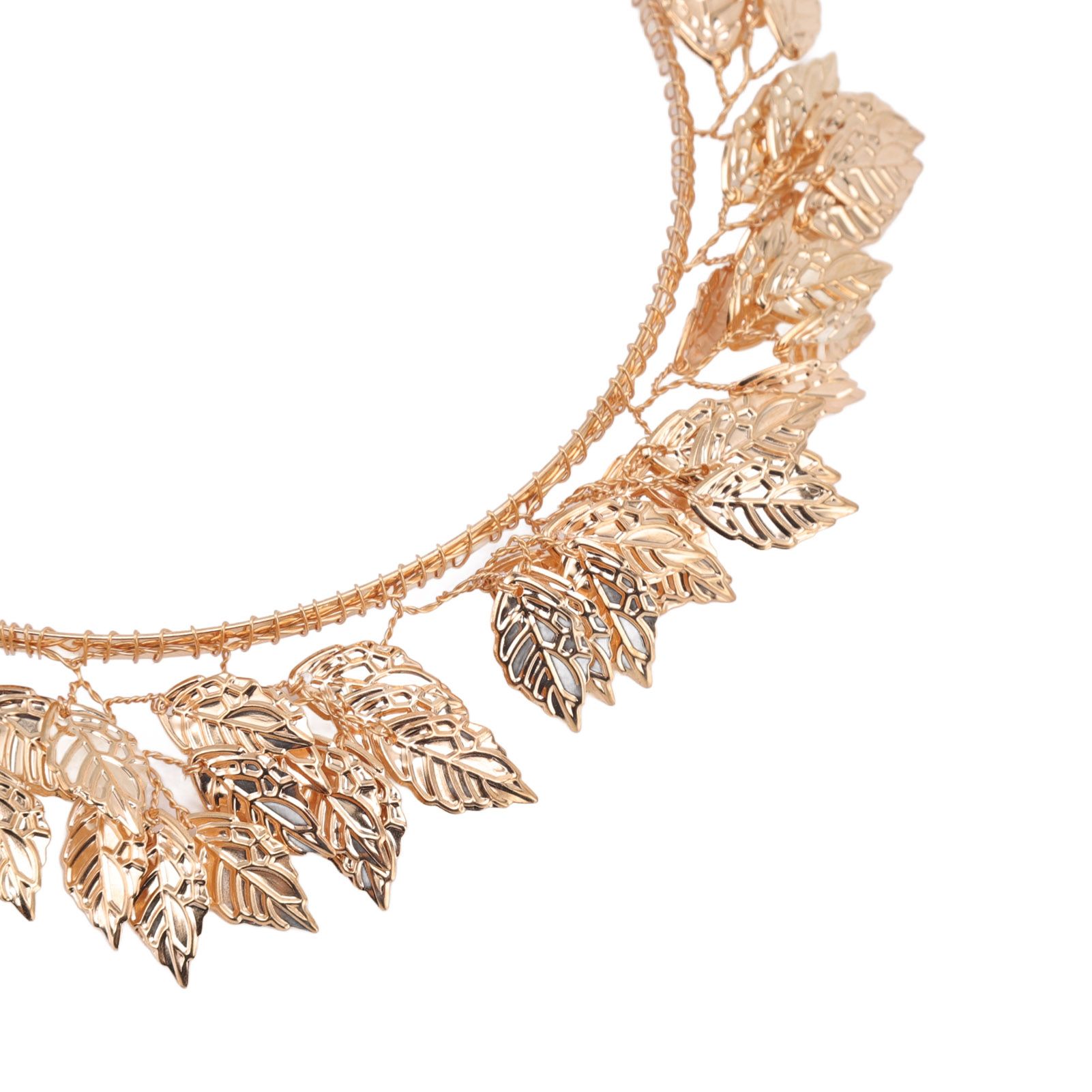 Baroque Metal Leaves Hair Hoop Hand Woven Bridal Headband Alloy Leaf Crown view 15