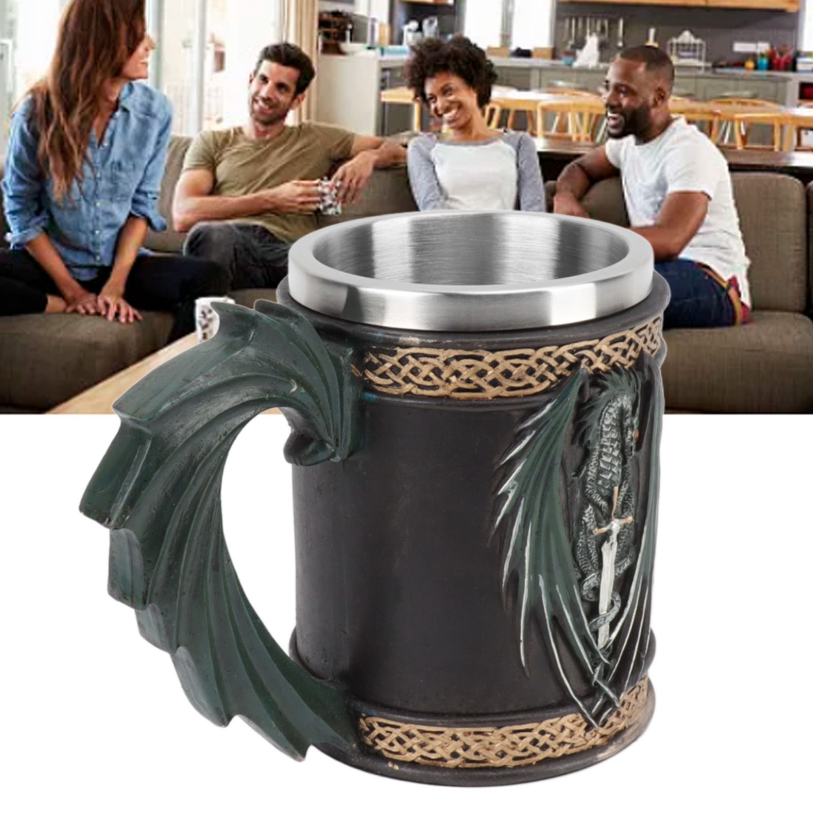 Stainless Steel Mug Innovative Dragon Pirate Retro Style Large Capacity Beer view 11