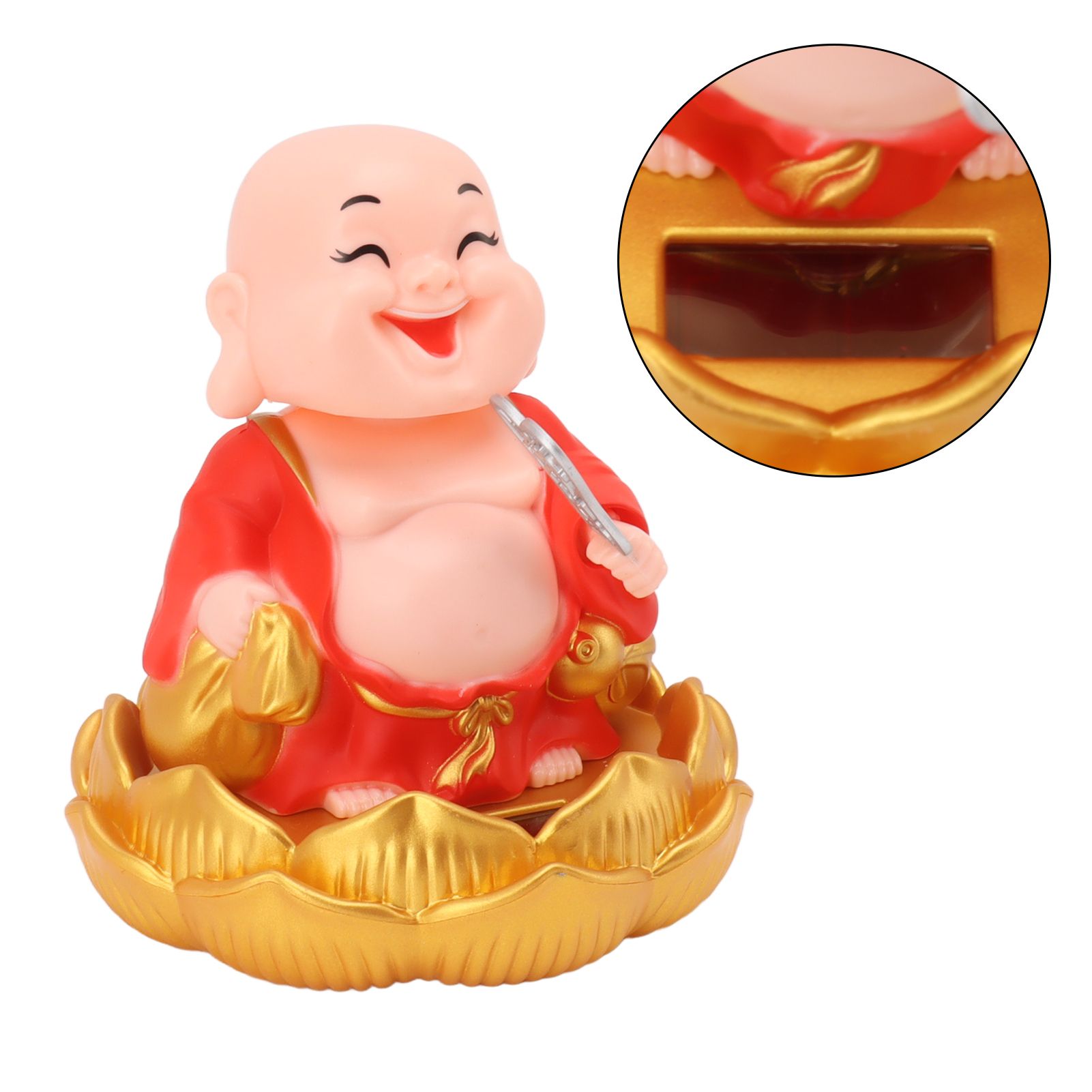 Solar Buddha Statue Solar Nodding Maitreya Car Ornament Decoration Shaking view 10