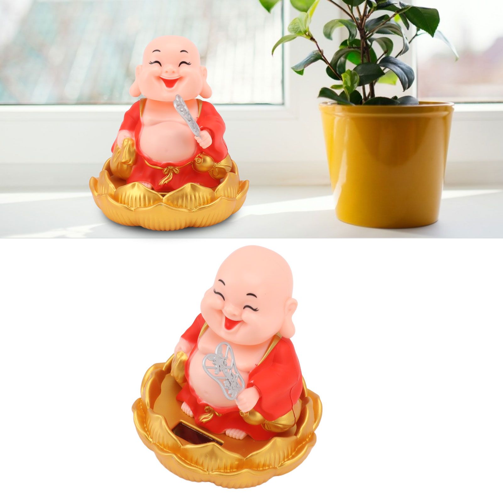 Solar Buddha Statue Solar Nodding Maitreya Car Ornament Decoration Shaking view 11