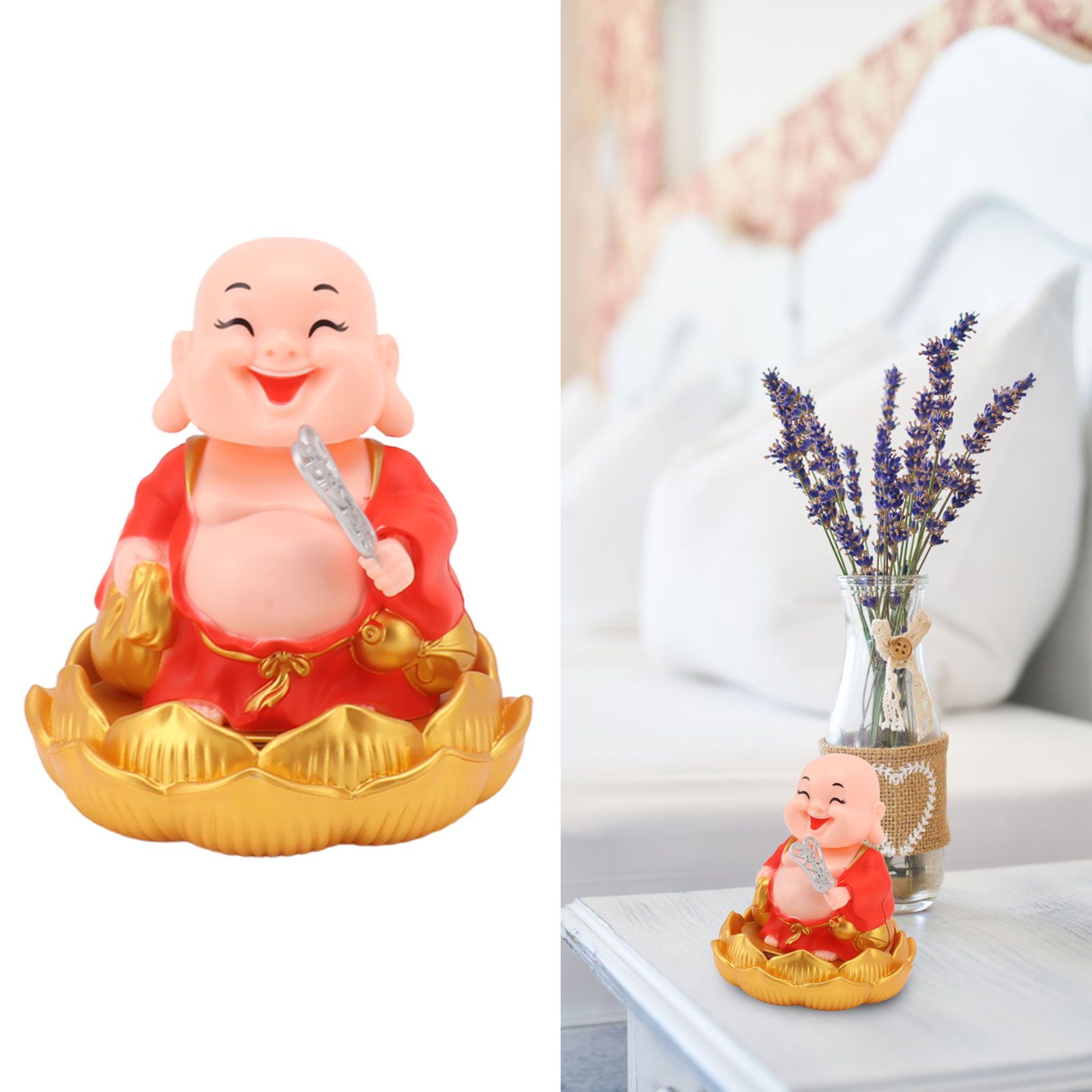 Solar Buddha Statue Solar Nodding Maitreya Car Ornament Decoration Shaking view 12