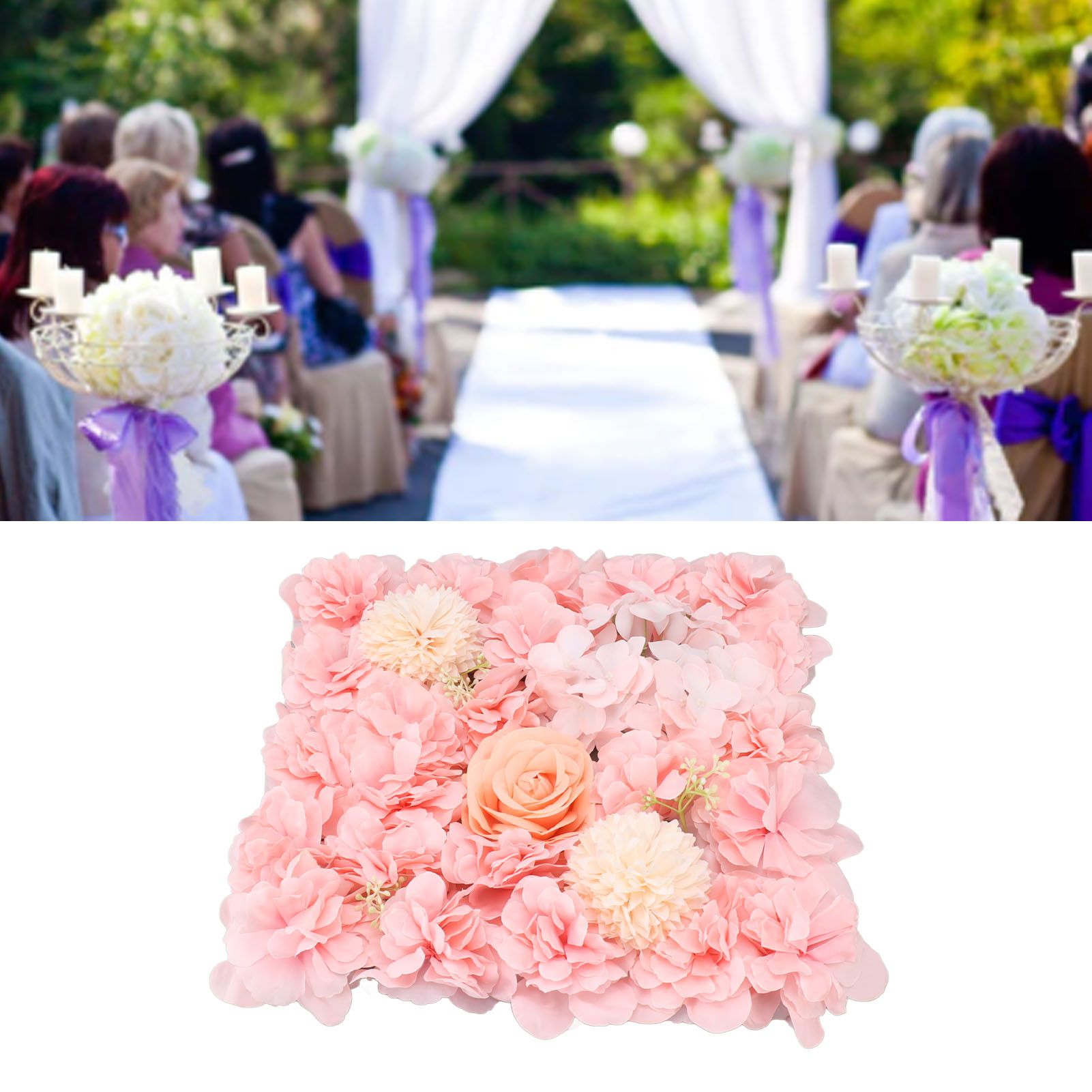 Artificial Flower Wall Panels Simulation Silk Rose Flower Wall Decor for view 11