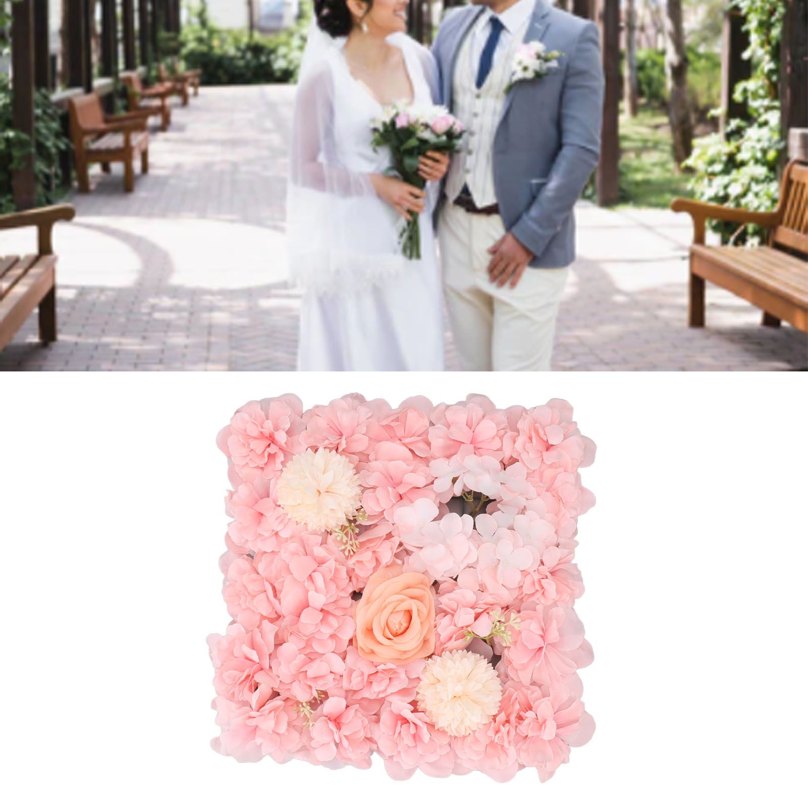 Artificial Flower Wall Panels Simulation Silk Rose Flower Wall Decor for view 12