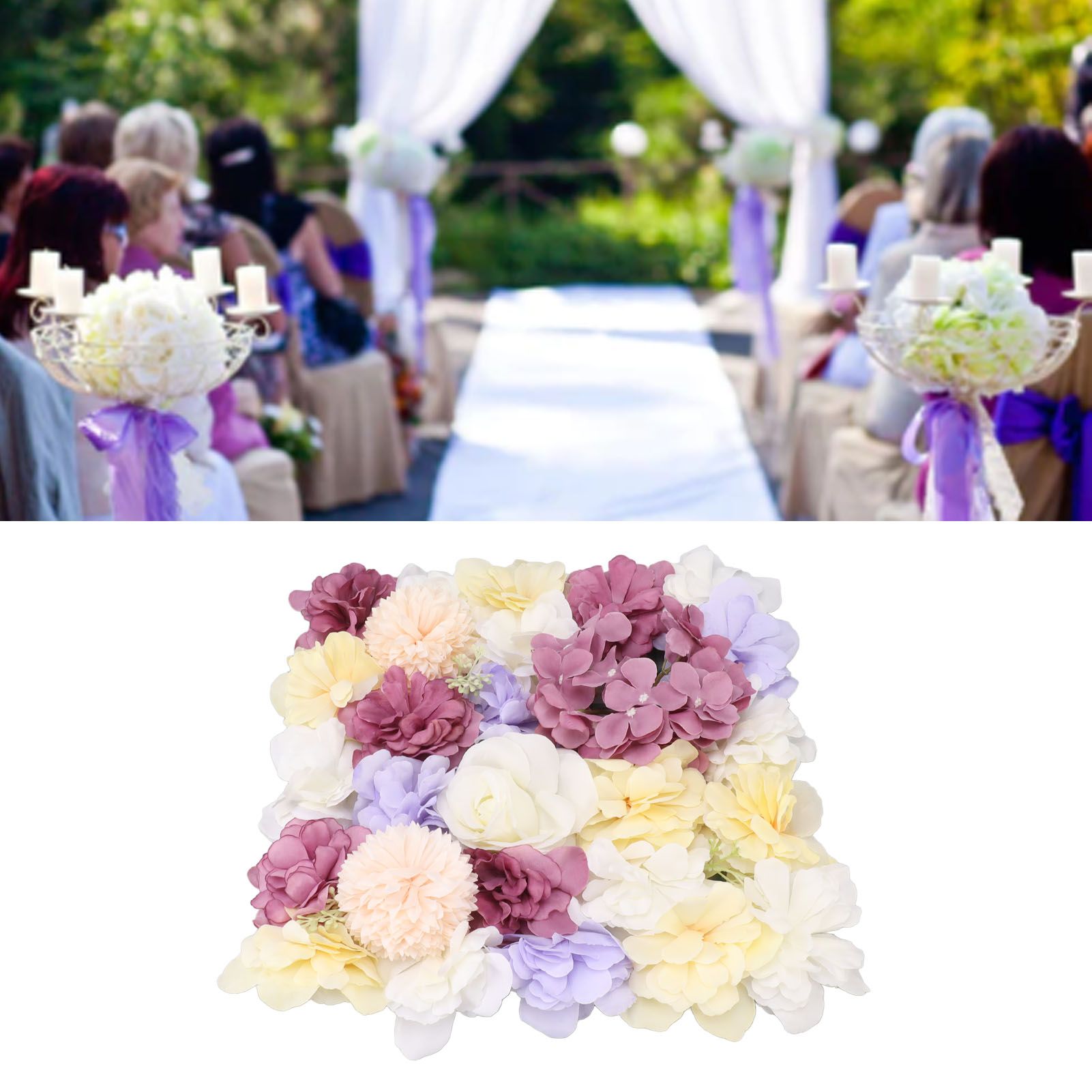 Artificial Flower Wall Panels Simulation Silk Rose Flower Wall Decor for view 11