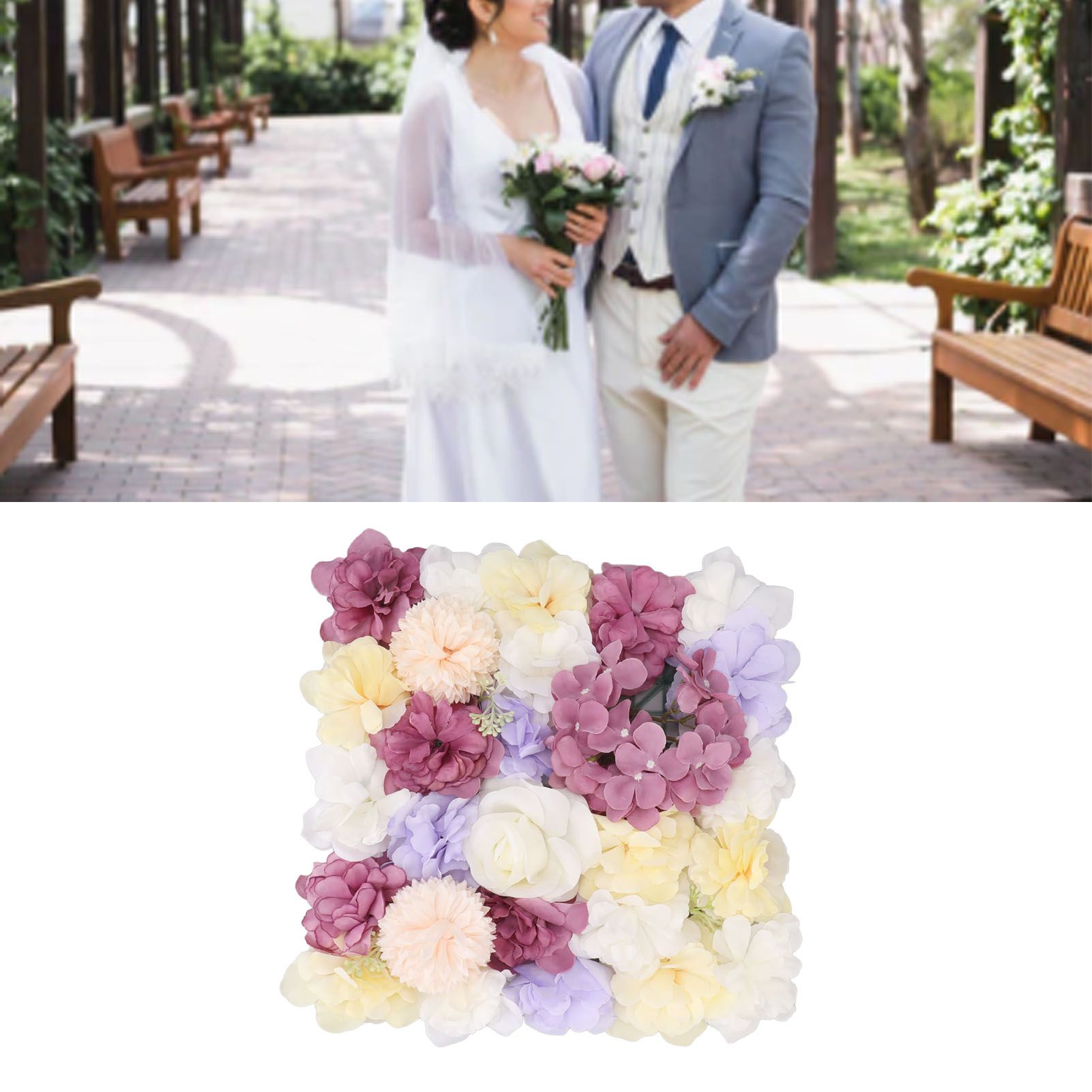 Artificial Flower Wall Panels Simulation Silk Rose Flower Wall Decor for view 12