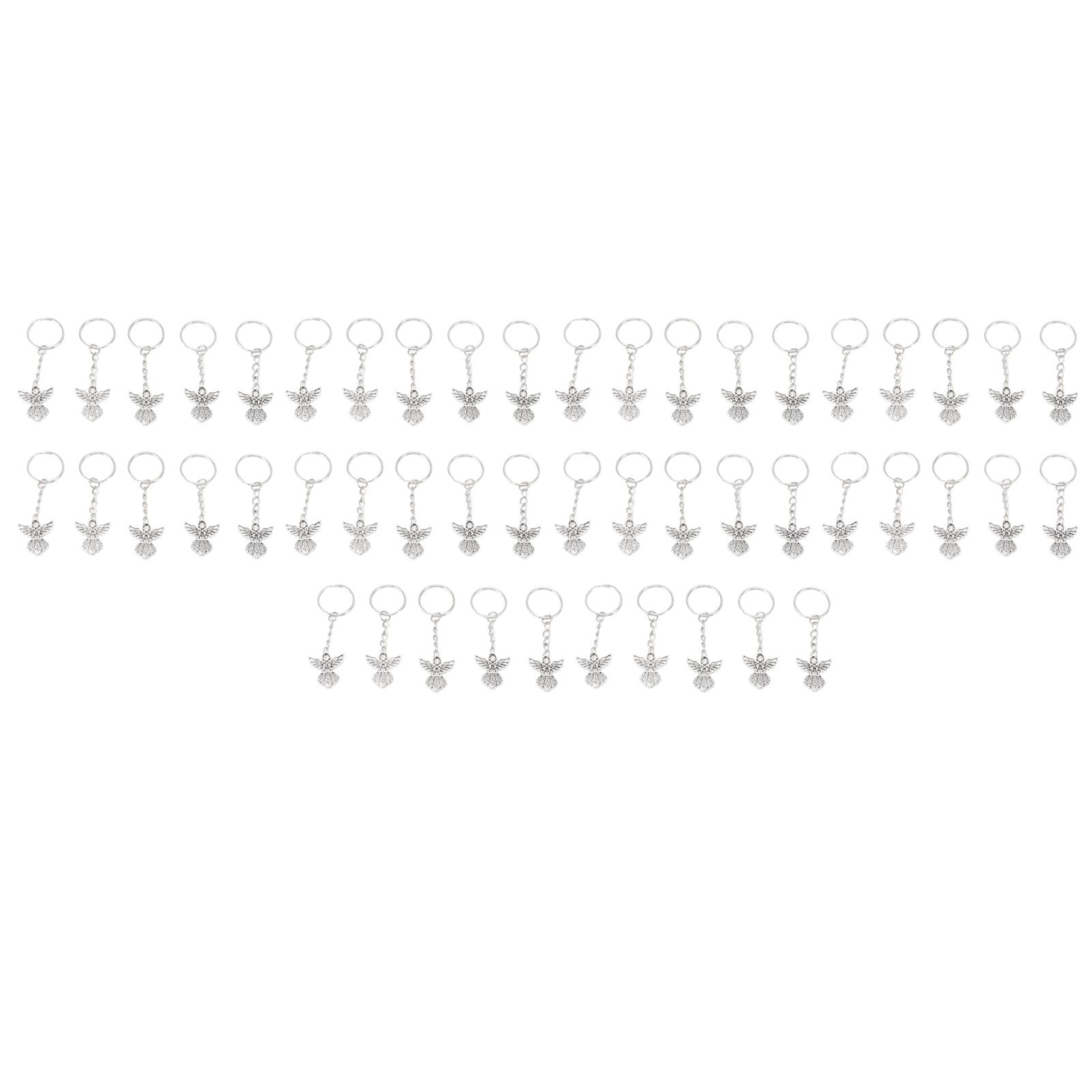 50 Pcs Angel Pendant Keychain Zinc Alloy Silver Vintage Exquisite Auspicious view 2