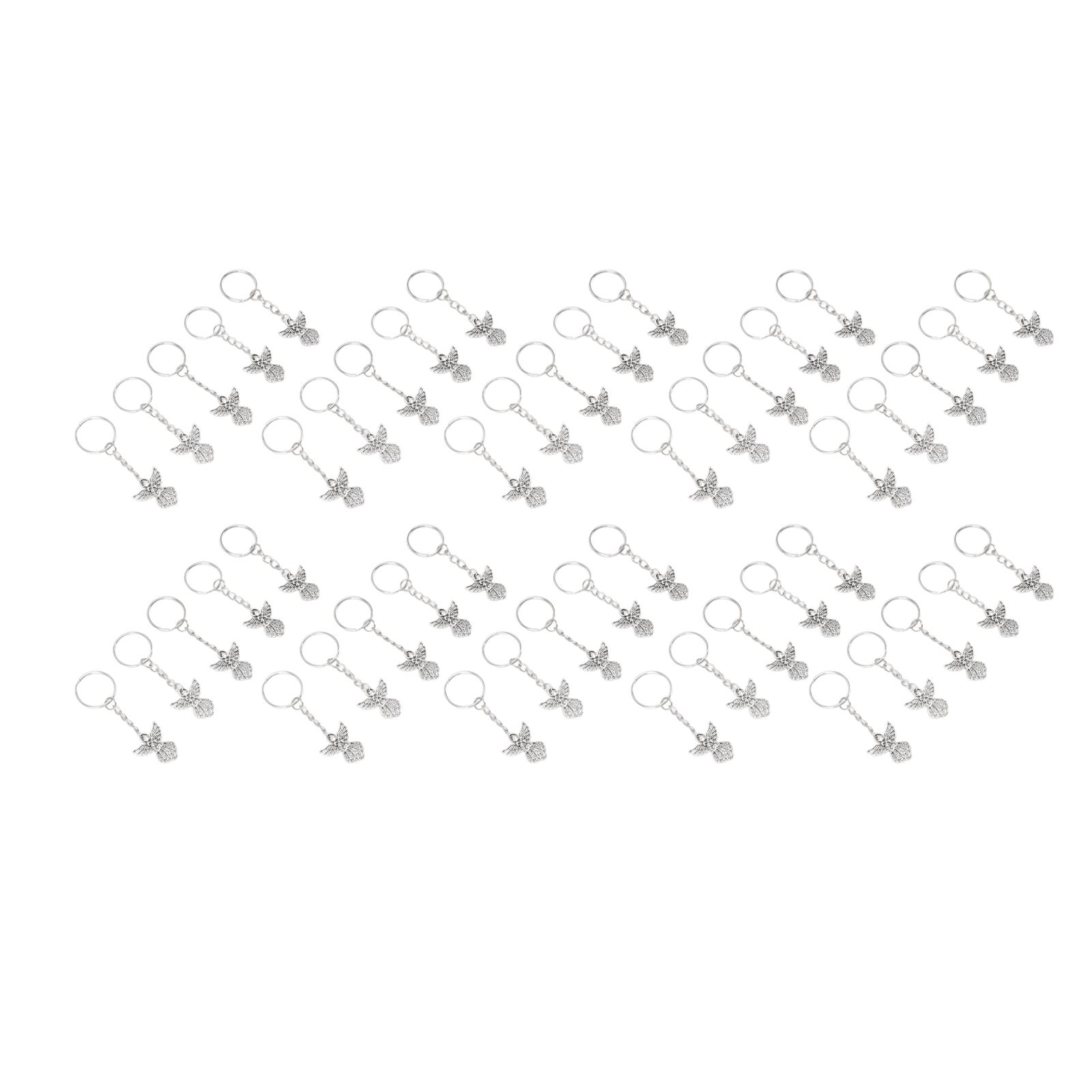 50 Pcs Angel Pendant Keychain Zinc Alloy Silver Vintage Exquisite Auspicious view 4