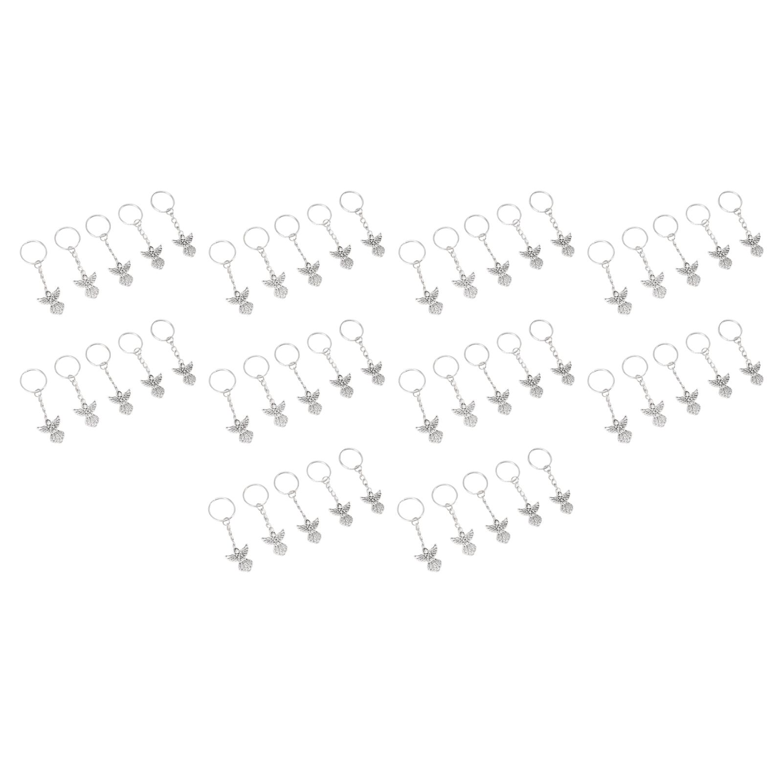 50 Pcs Angel Pendant Keychain Zinc Alloy Silver Vintage Exquisite Auspicious view 5