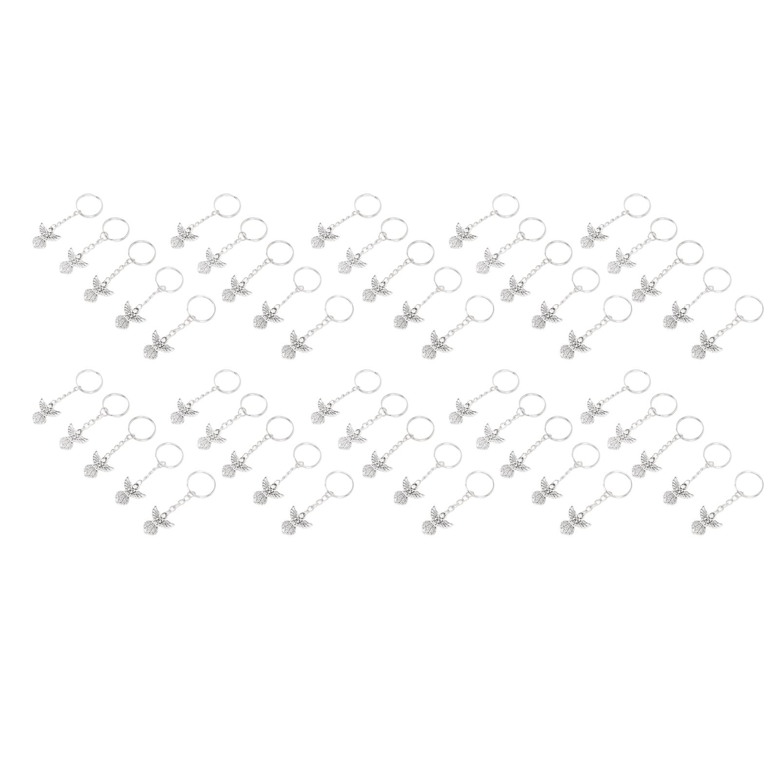 50 Pcs Angel Pendant Keychain Zinc Alloy Silver Vintage Exquisite Auspicious view 6