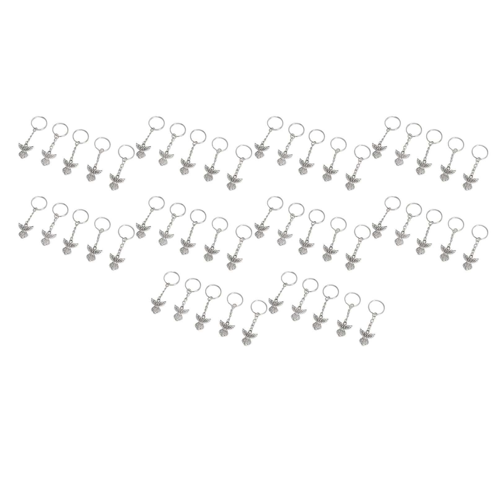 50 Pcs Angel Pendant Keychain Zinc Alloy Silver Vintage Exquisite Auspicious view 7