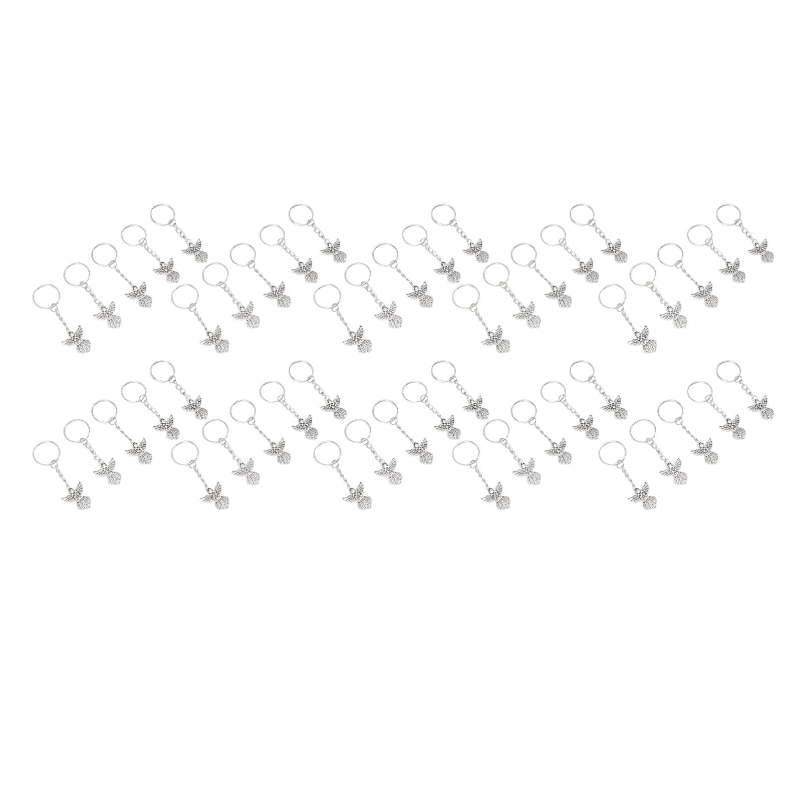 50 Pcs Angel Pendant Keychain Zinc Alloy Silver Vintage Exquisite Auspicious view 8