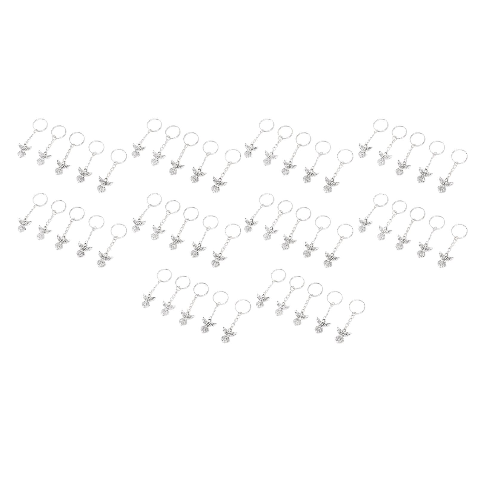 50 Pcs Angel Pendant Keychain Zinc Alloy Silver Vintage Exquisite Auspicious view 9