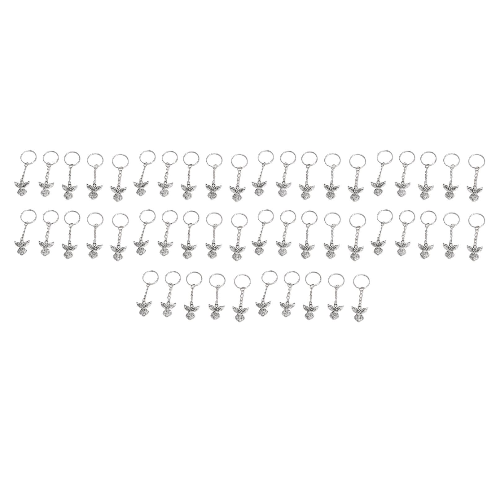 50 Pcs Angel Pendant Keychain Zinc Alloy Silver Vintage Exquisite Auspicious view 10