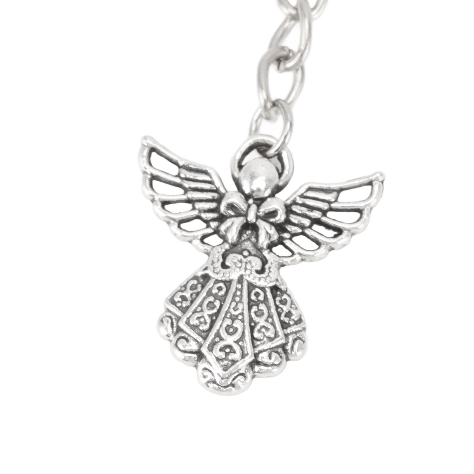 50 Pcs Angel Pendant Keychain Zinc Alloy Silver Vintage Exquisite Auspicious view 14