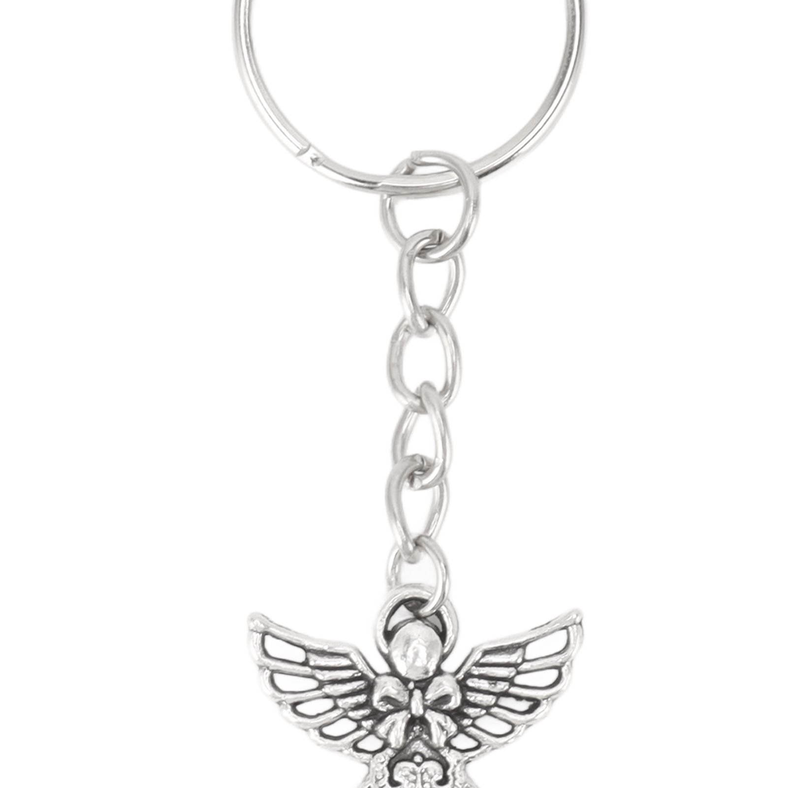 50 Pcs Angel Pendant Keychain Zinc Alloy Silver Vintage Exquisite Auspicious view 15