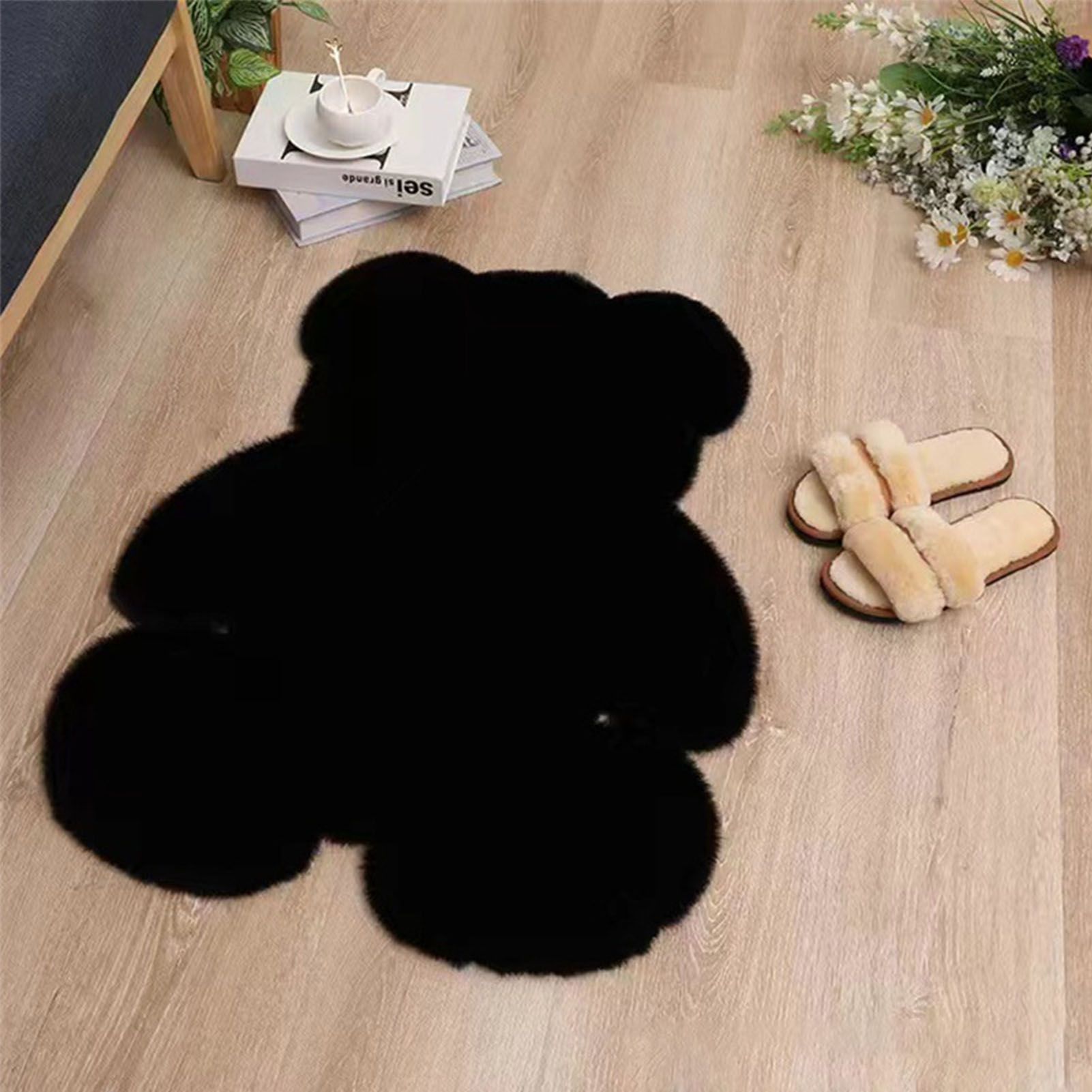 Cute Bedroom Rug Soft Bear Shaped Shaggy Floor Mat for Kids Teen Girls Room view 5