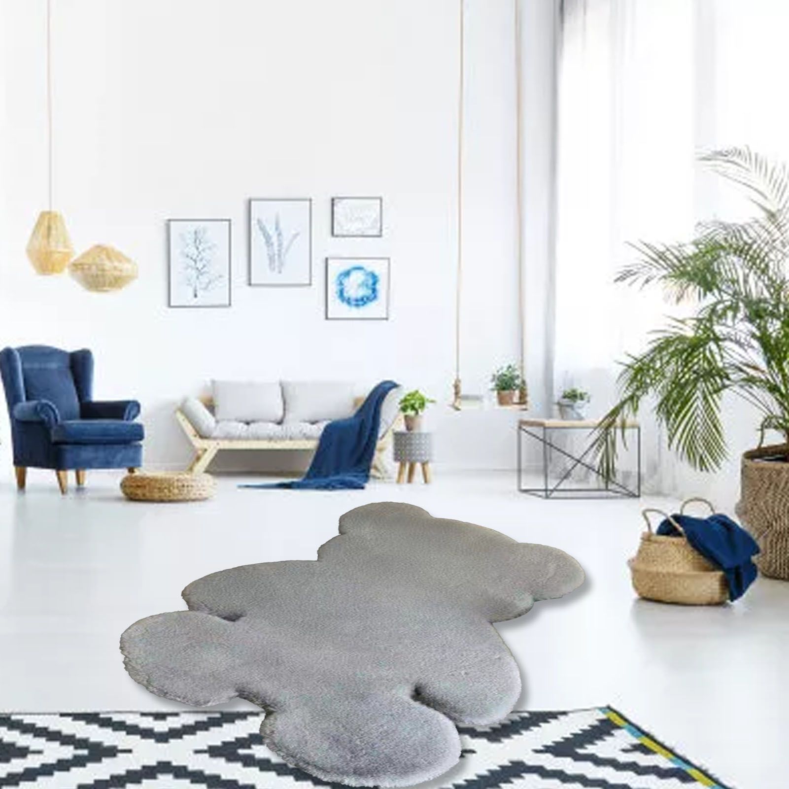 Cute Bedroom Rug Soft Bear Shaped Shaggy Floor Mat for Kids Teen Girls Room view 5