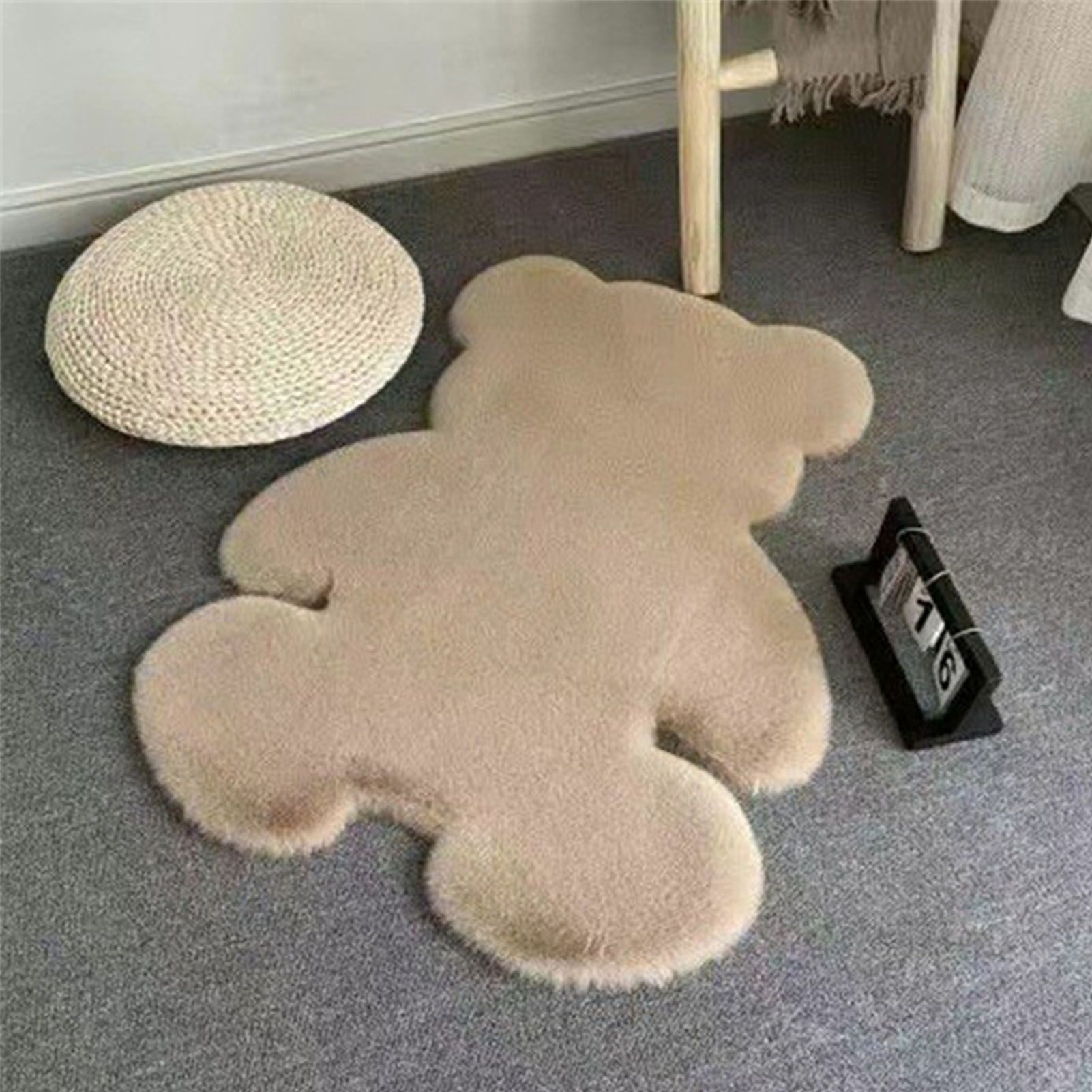Cute Bedroom Rug Soft Bear Shaped Shaggy Floor Mat for Kids Teen Girls Room view 5