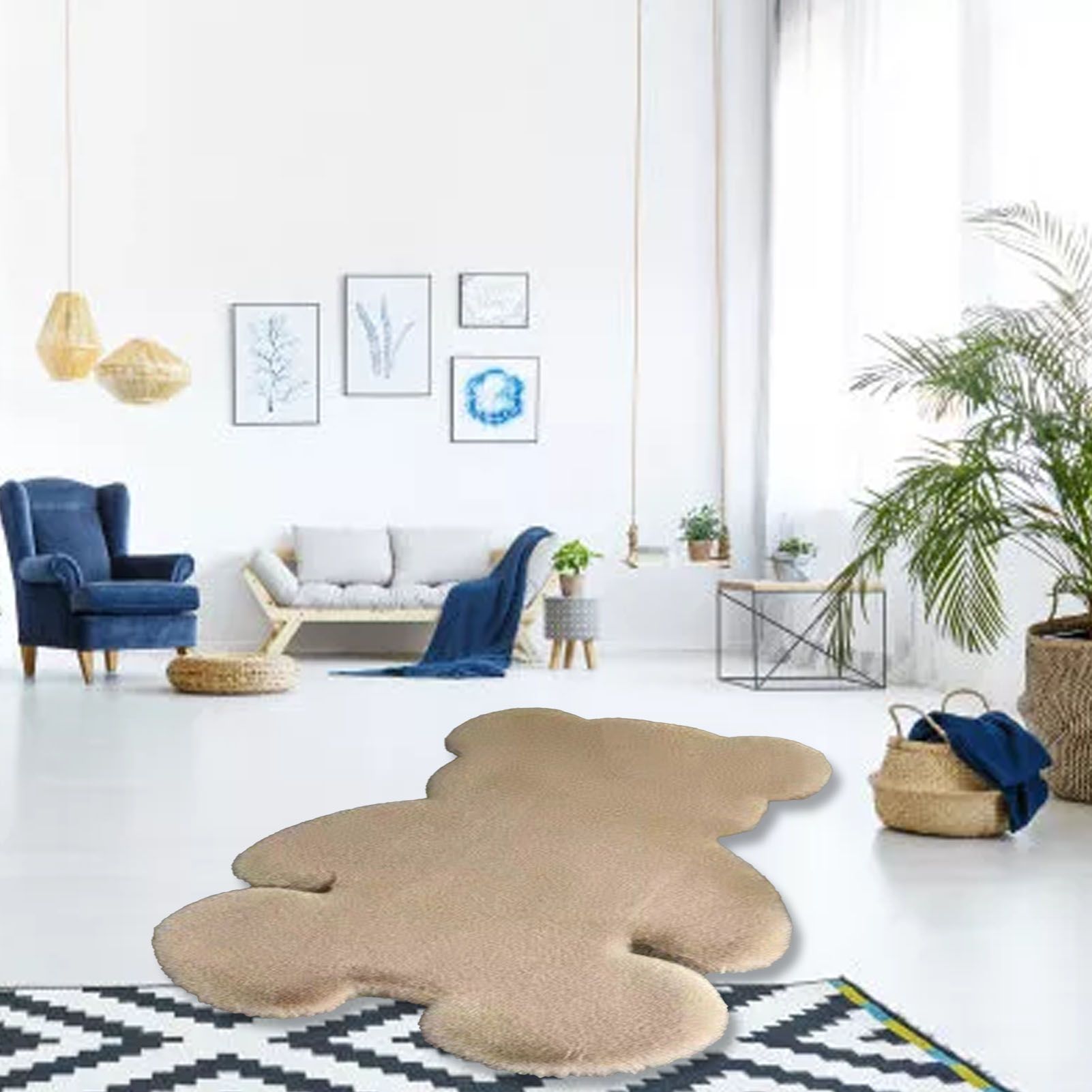 Cute Bedroom Rug Soft Bear Shaped Shaggy Floor Mat for Kids Teen Girls Room view 6
