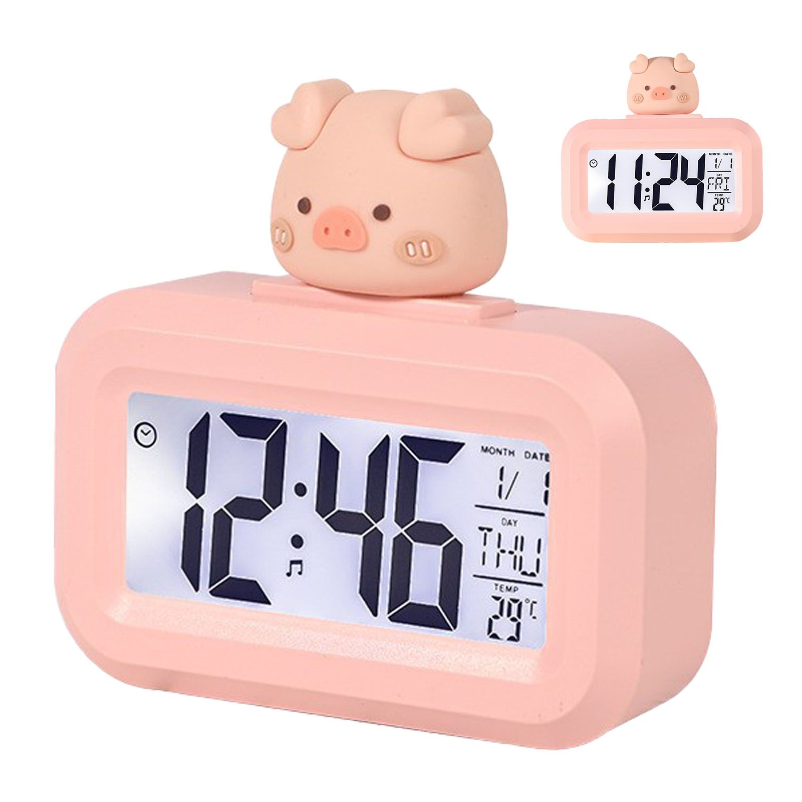 Electronic Clock Cute Cartoon LED Screen Desktop Electronic Alarm Data Time view 2