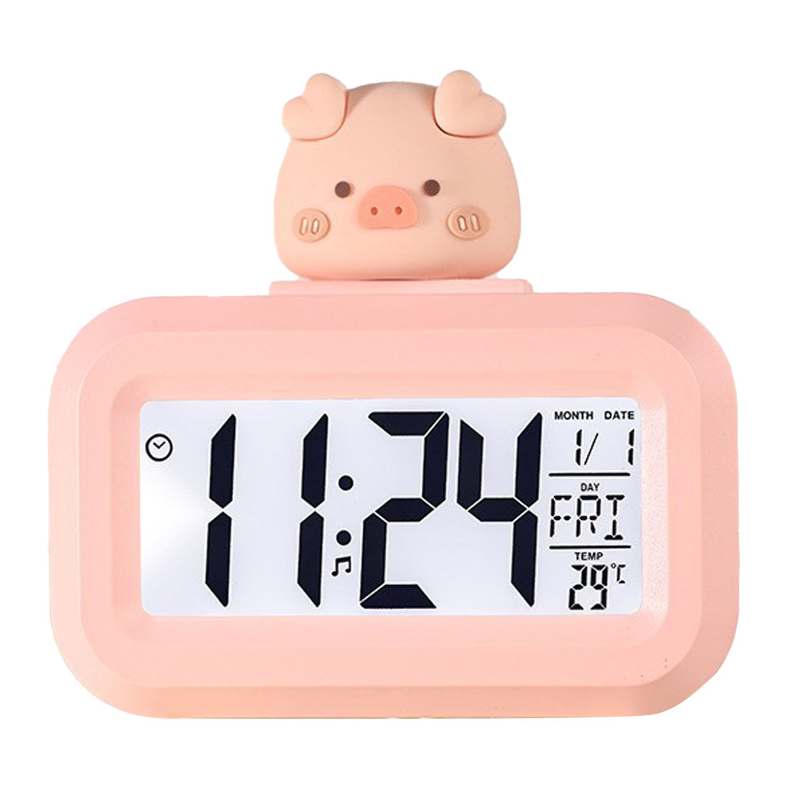 Electronic Clock Cute Cartoon LED Screen Desktop Electronic Alarm Data Time view 3