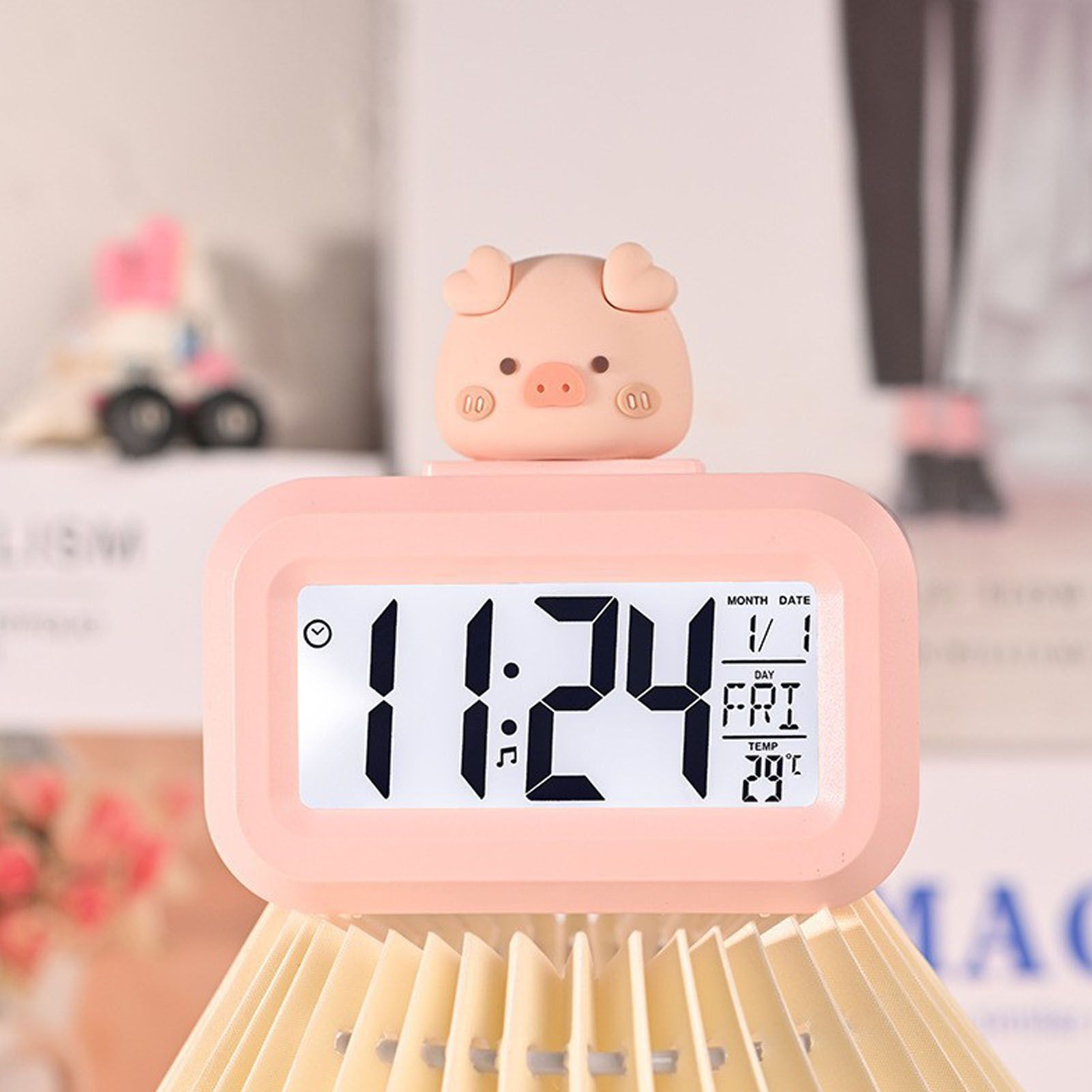 Electronic Clock Cute Cartoon LED Screen Desktop Electronic Alarm Data Time view 6