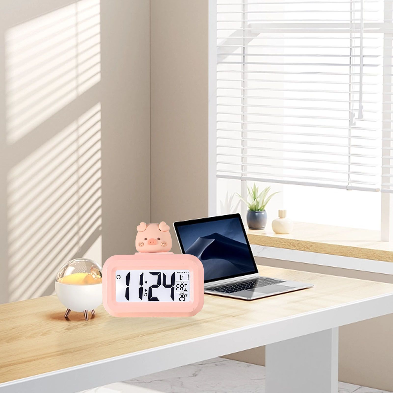 Electronic Clock Cute Cartoon LED Screen Desktop Electronic Alarm Data Time view 12