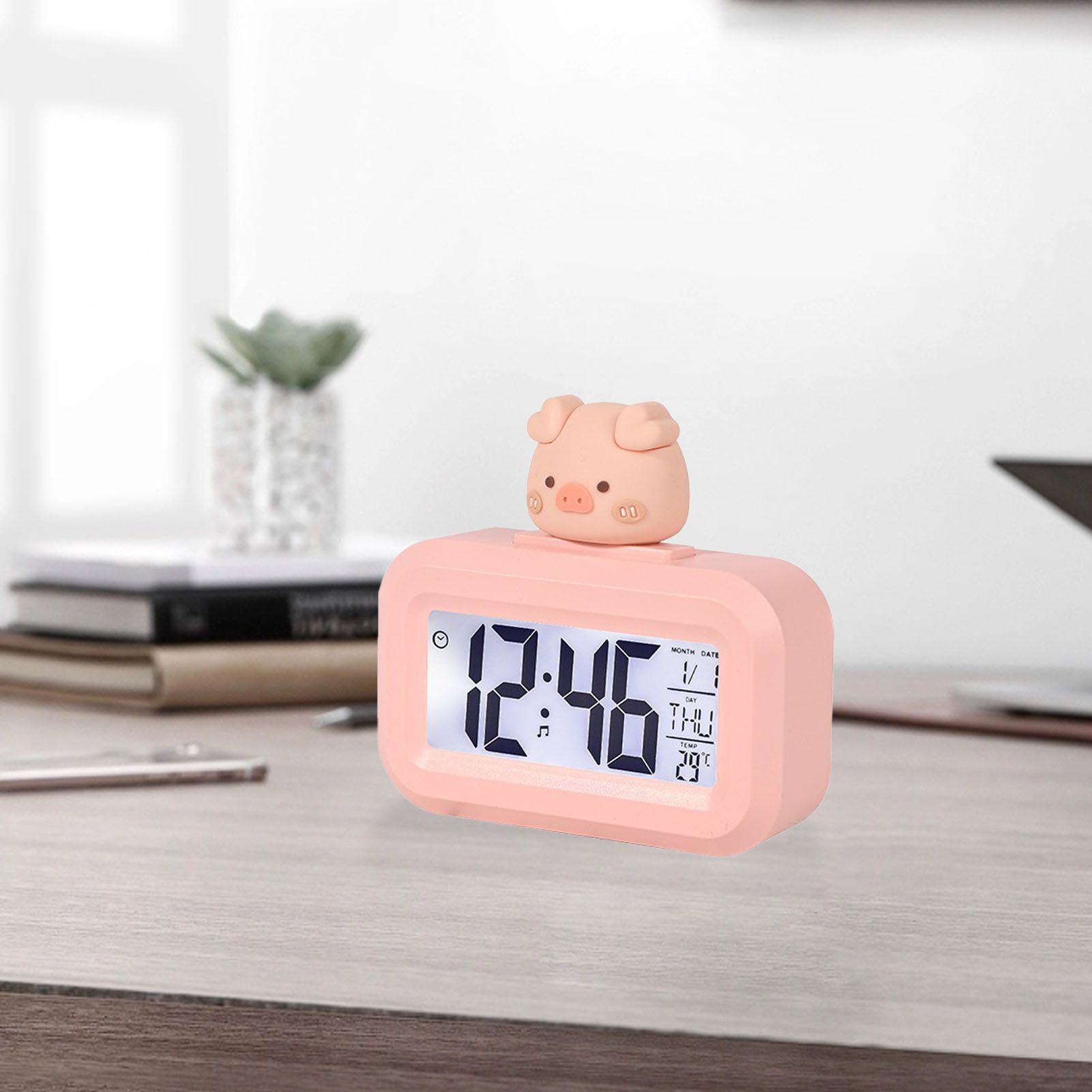 Electronic Clock Cute Cartoon LED Screen Desktop Electronic Alarm Data Time view 14
