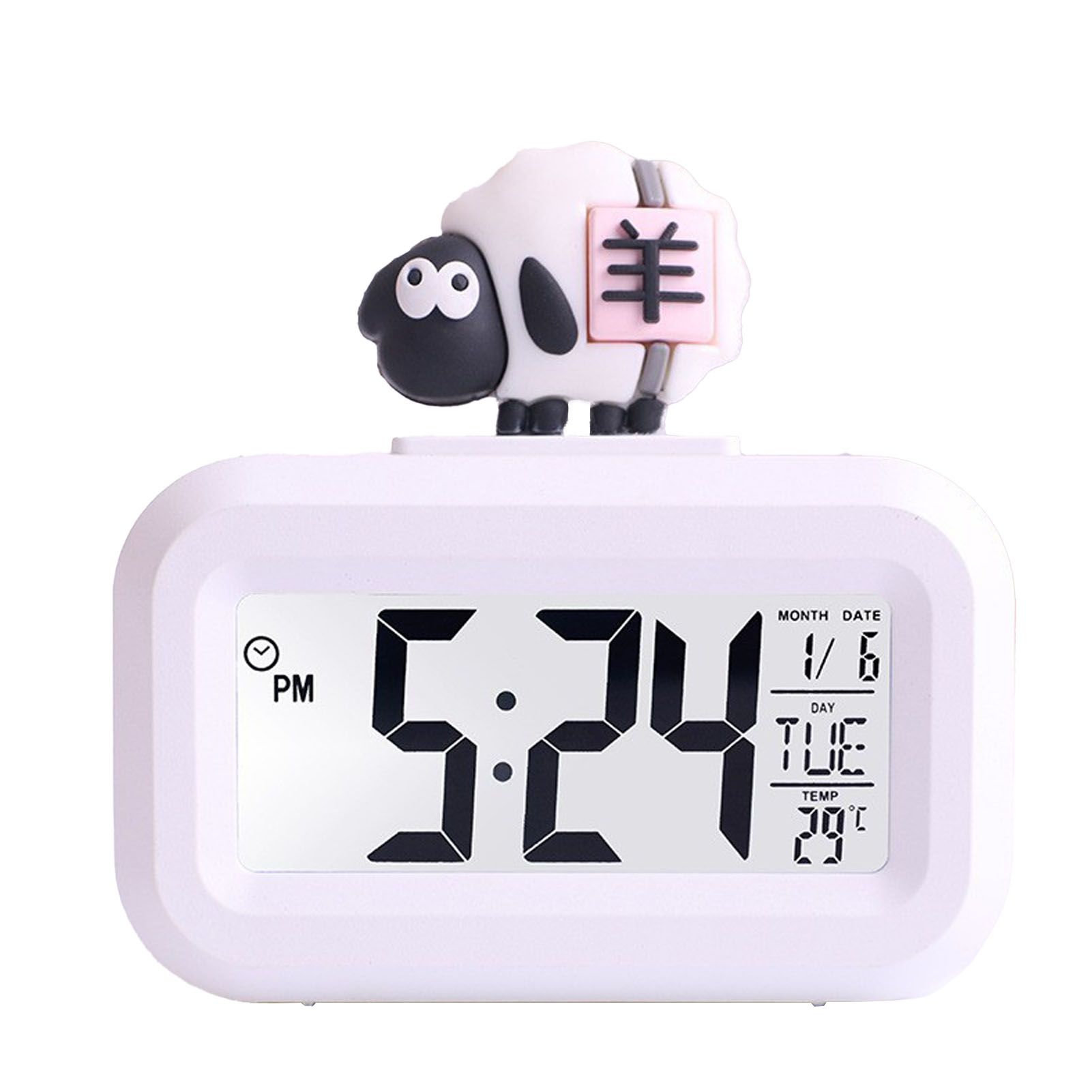 Electronic Clock Cute Cartoon LED Screen Desktop Electronic Alarm Data Time view 3