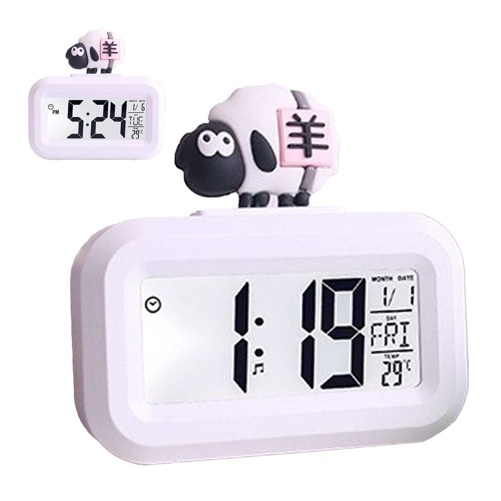 Electronic Clock Cute Cartoon LED Screen Desktop Electronic Alarm Data Time view 4